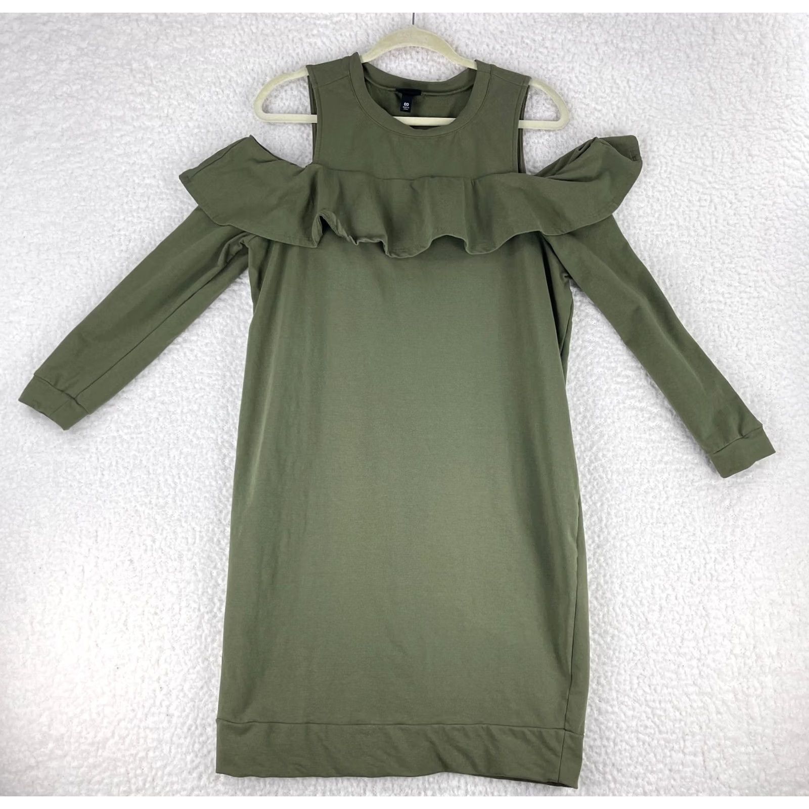 Torrid Torrid Olive Green Ruffled Knit Sweatshirt Cold Shoulder Dress Womens Size 10 Size L / US 10 / IT 46 - 2 Thumbnail