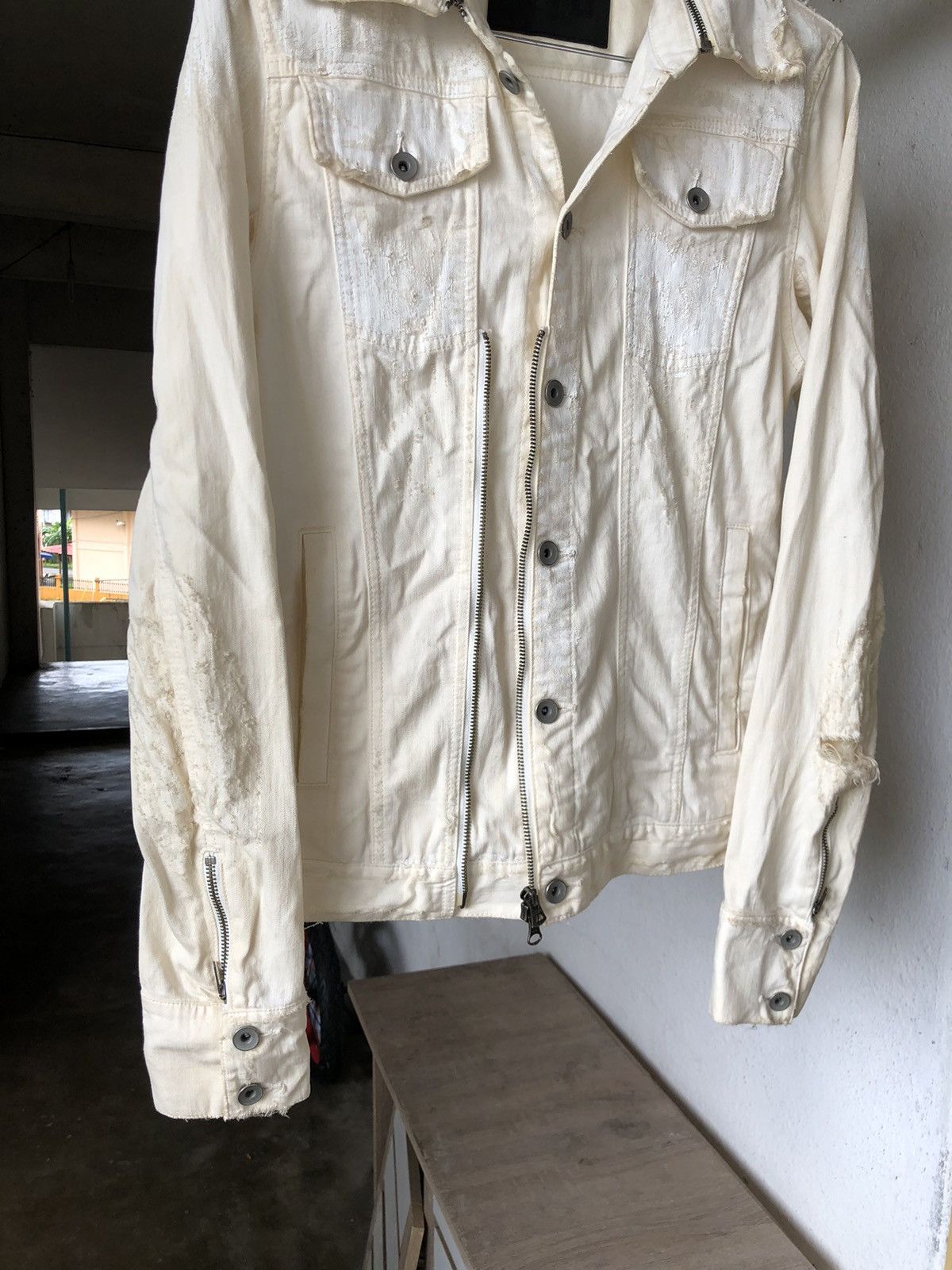 Le Grande Bleu (L.G.B.) Authentic❗️Le Grande Bleu LGB Splash Distressed Denim Jacket Size US XS / EU 42 / 0 - 3 Thumbnail