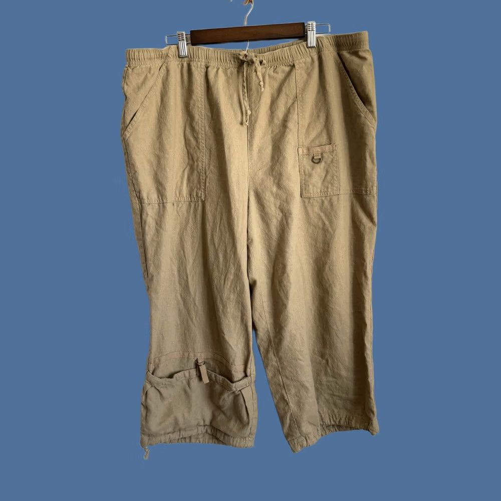 Vintage Larry Levine Woman Pants Capri Linen Blend Taupe Khaki Beach Casual Resort 20W Size 42" / US 20 - 1 Thumbnail