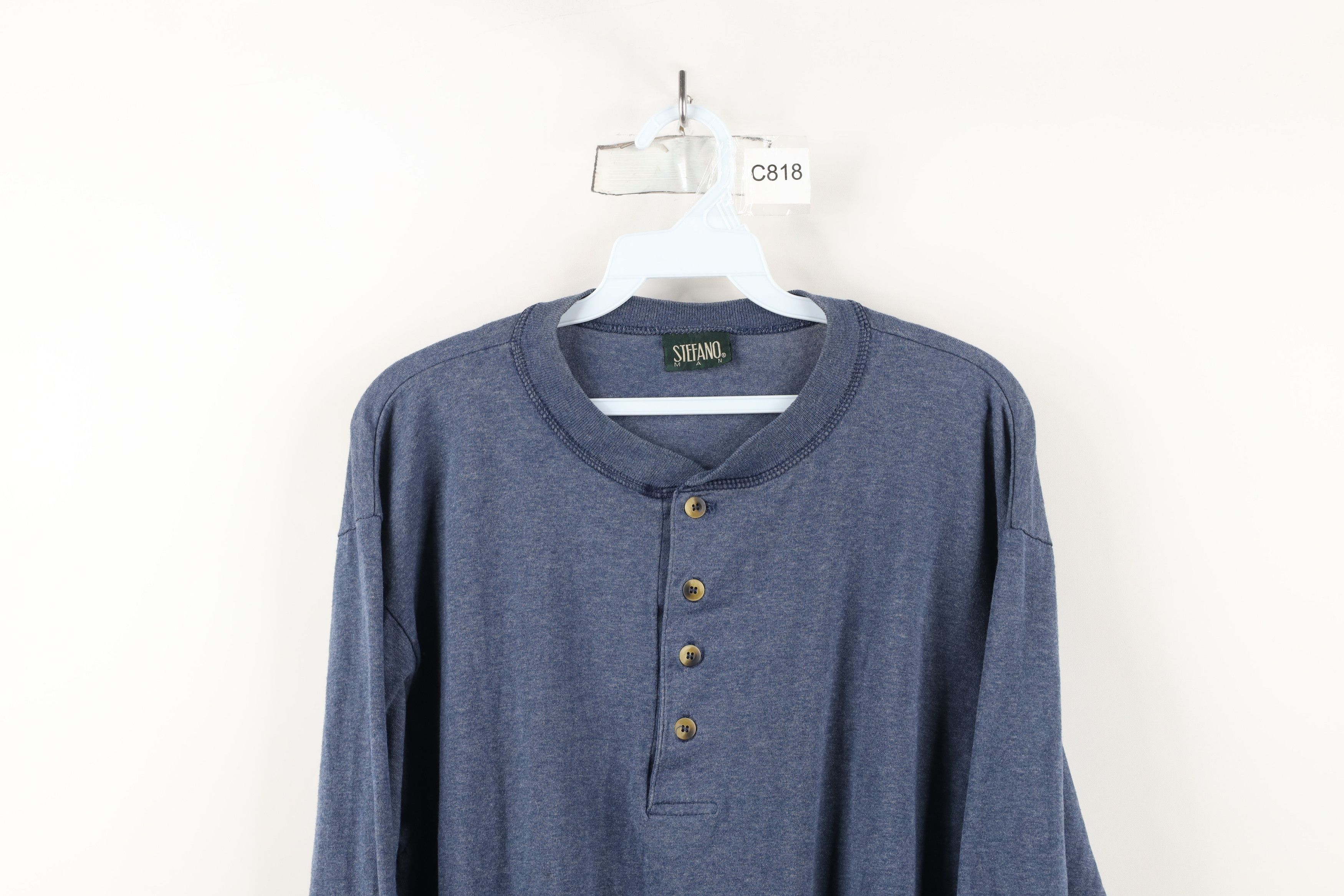 Vintage Vintage 90s Streetwear Blank Long Sleeve Henley T-Shirt Size US L / EU 52-54 / 3 - 2 Thumbnail