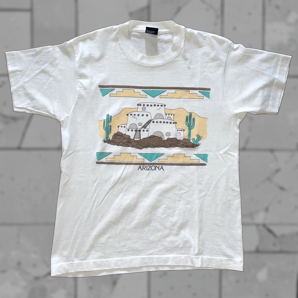 Vintage VINTAGE Arizona T-Shirt Mens L White USA Screen Stars BEST SINGLE STITCH Size US L / EU 52-54 / 3 - 1 Thumbnail