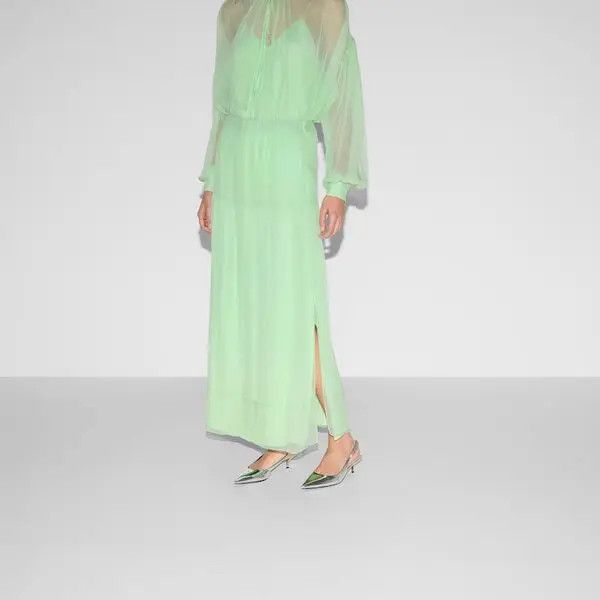 Gucci o1B3y1r0426 Silk Chiffon Creponne Skirt in Green Size 32" / US 10 / IT 46 - 3 Thumbnail