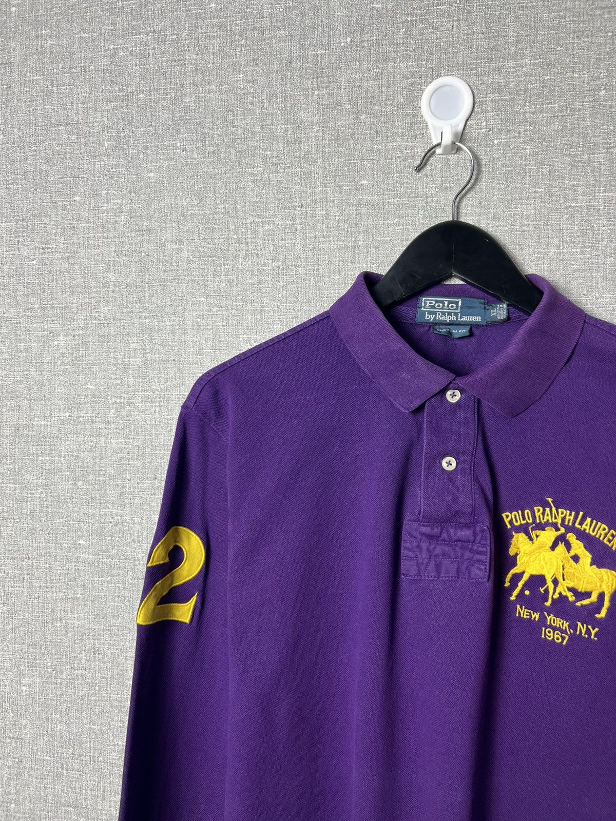 Polo Ralph Lauren Vintage Polo Ralph Lauren New York Purple Polo Long Sleeve Size US XL / EU 56 / 4 - 2 Thumbnail