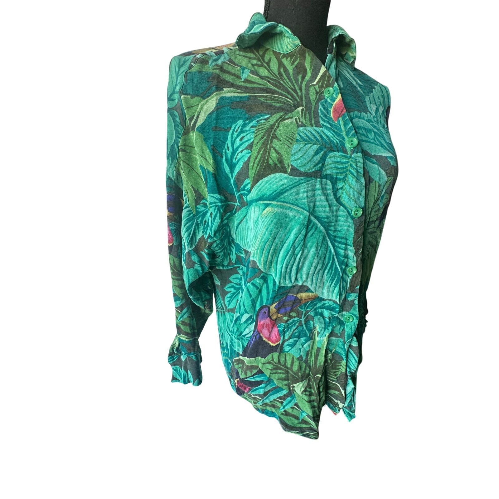 Ellen Tracy Linda Allard Ellen Tracy Tropical Button-Down Shirt Toucan Size S / US 4 / IT 40 - 4 Thumbnail
