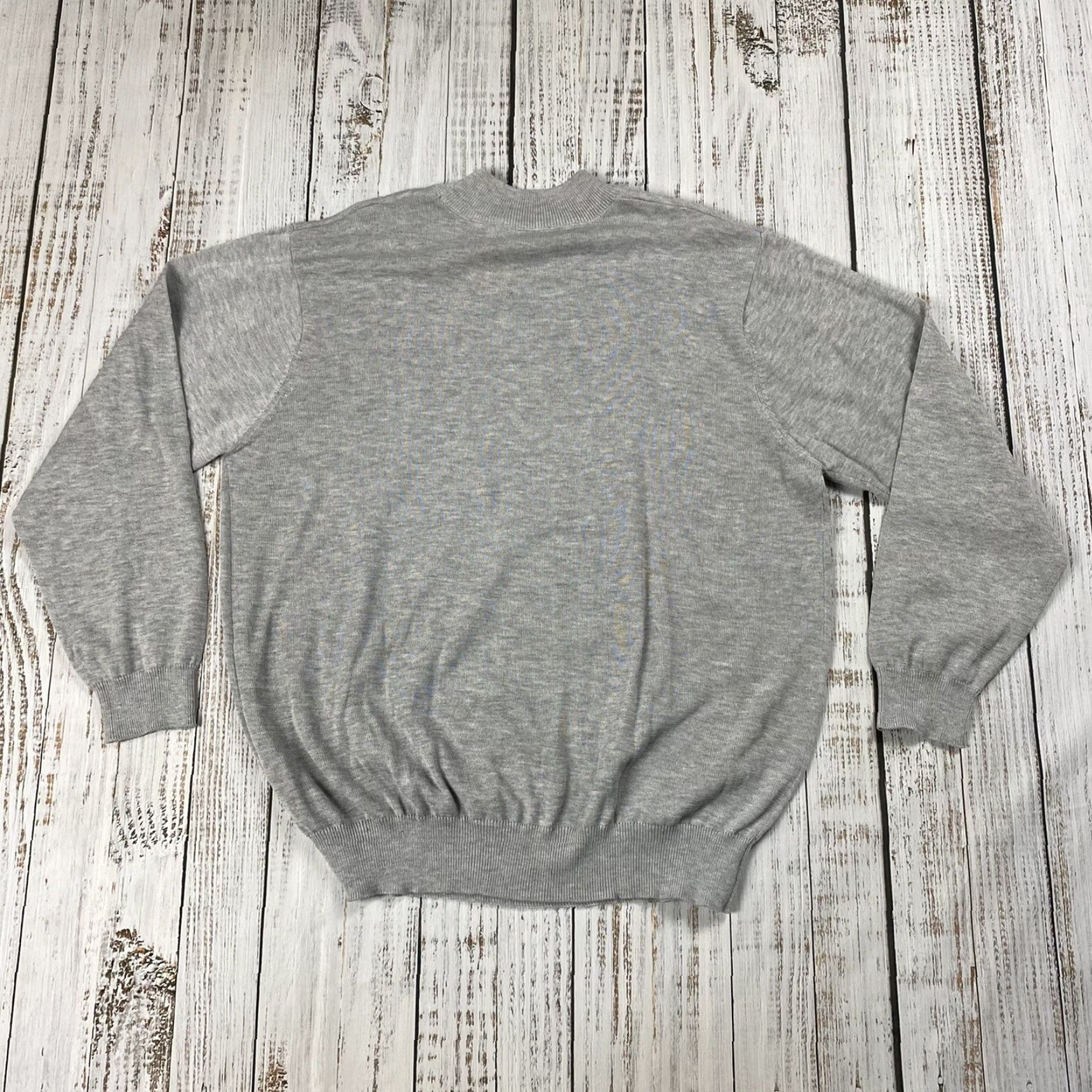 Vintage INSERCH ACRYLIC MOCK NECK SWEATER 2XL GREY MELANGE COLLEGE DESIGNER MENS Size US XXL / EU 58 / 5 - 7 Thumbnail