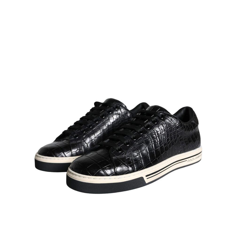 Dolce & Gabbana Dolce & Gabbana Black Leather Men Low Top Sneakers Shoes Size US 6 / EU 39 - 3 Thumbnail