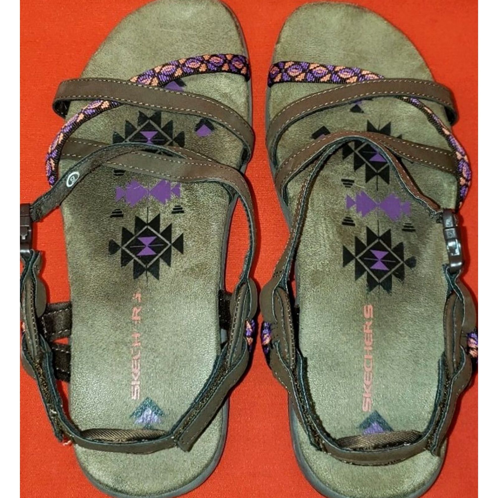 SKECHERS Skechers Women's Strappy Footbed Sandals Size 9M Brown Multicolored Accent Strap Casual Womens Shoes Size US 9 / IT 39 - 7 Thumbnail
