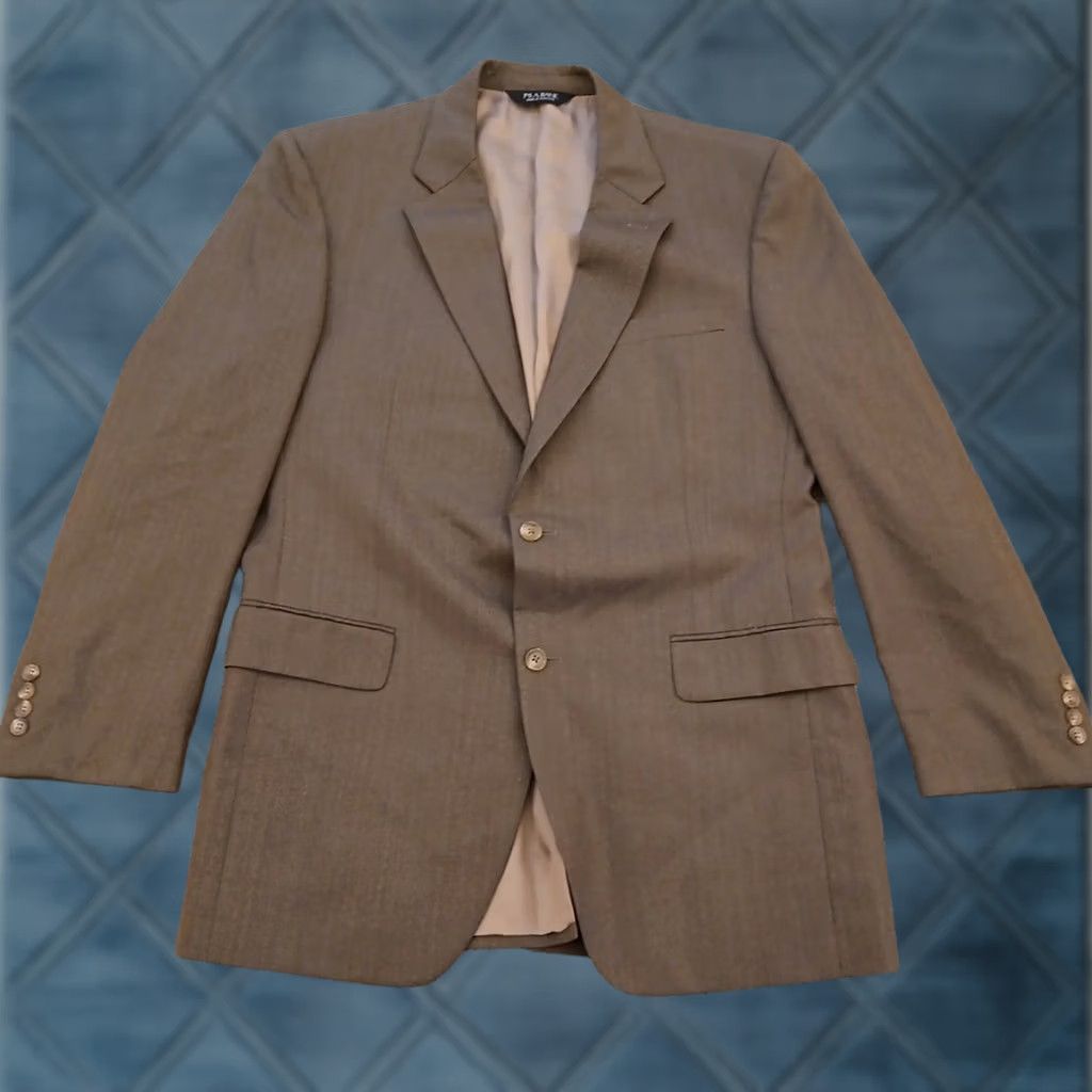 Jos. A. Bank Jos. A. Bank Blazer Mens 42 Long Gray Herringbone Wool Two-Button Single Vent Jacket Coat Notch Lapel Herringbone Wool Blazer 2 Piece Vintage No Mens Size 42R - 1 Thumbnail