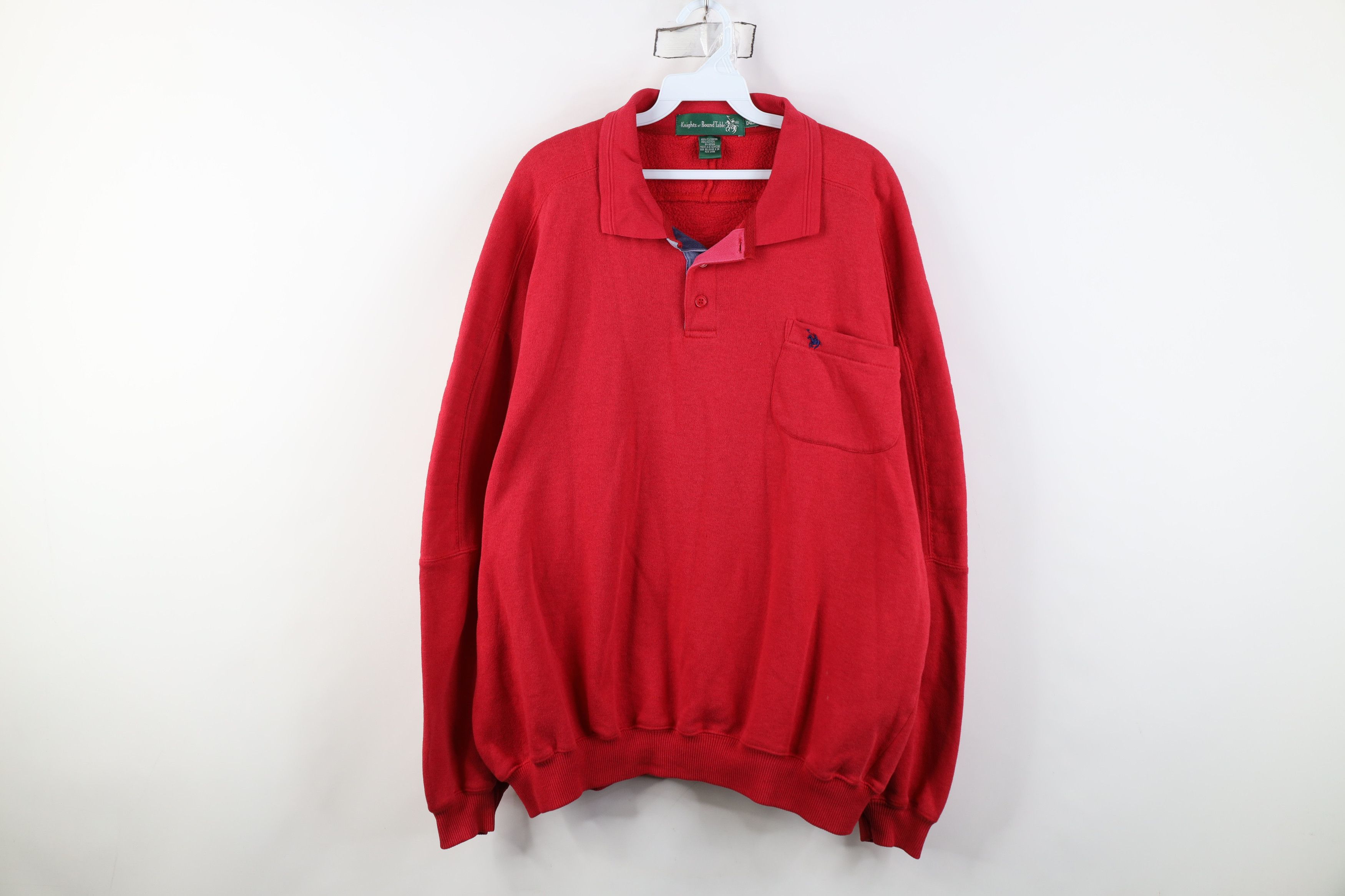 Vintage Vintage 90s Streetwear Collared Pullover Sweatshirt Red Size US XL / EU 56 / 4 - 1 Thumbnail