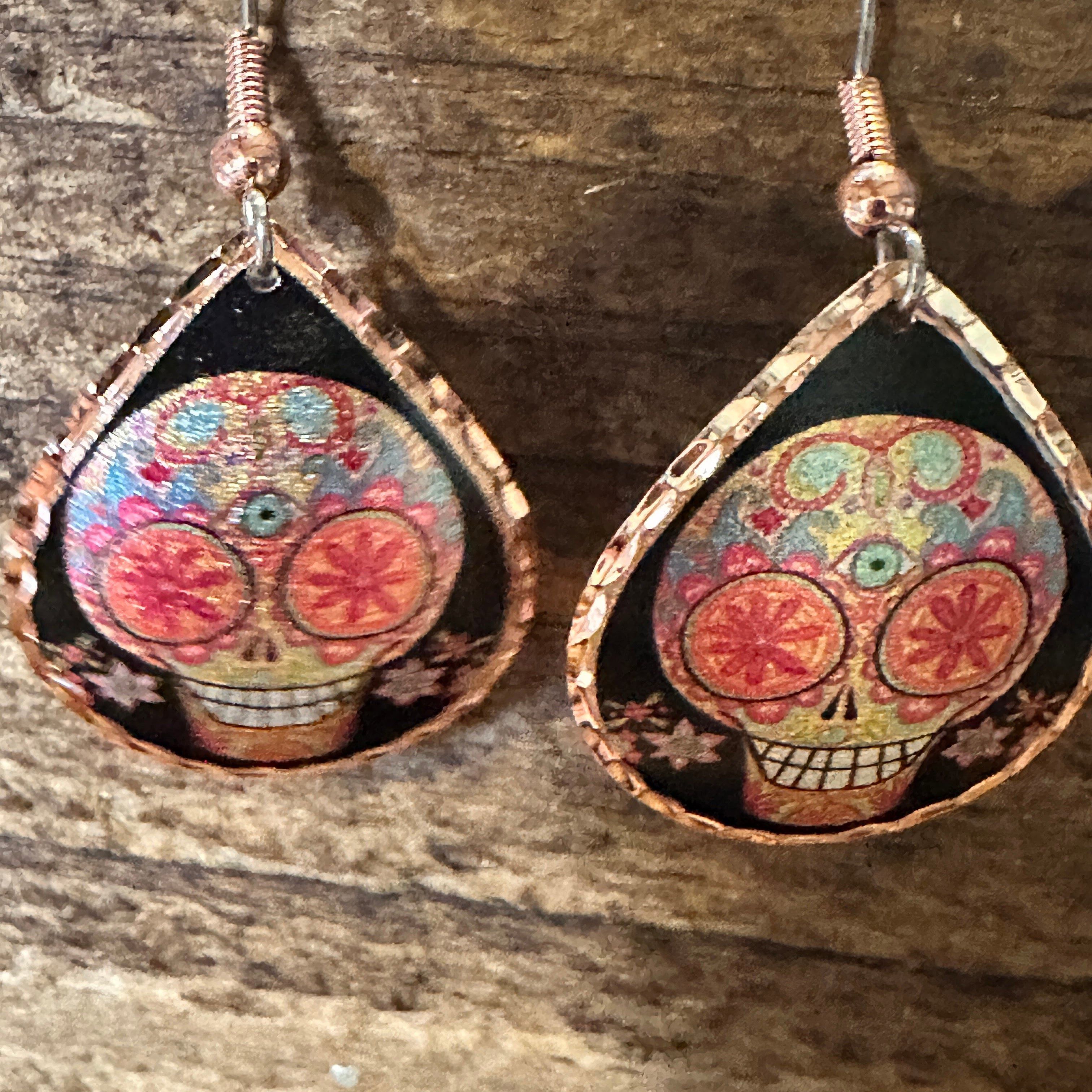 Other Handmade Boho Copper Earrings, Day of The Dead Wire Earrings Size ONE SIZE - 2 Thumbnail