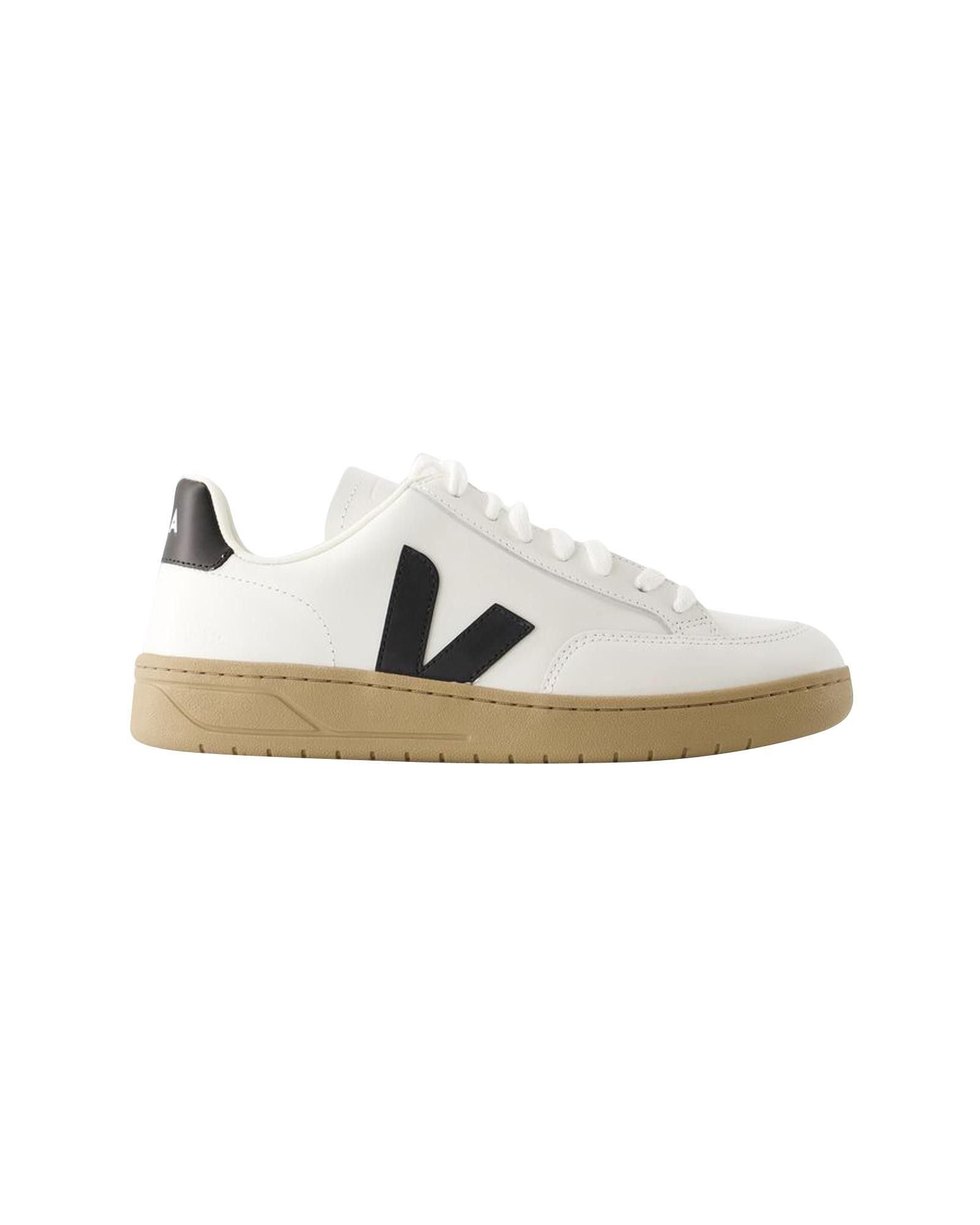 image of Veja Leather V-12 Sneakers With Wild Rubber Sole in White, Men's (Size 10)