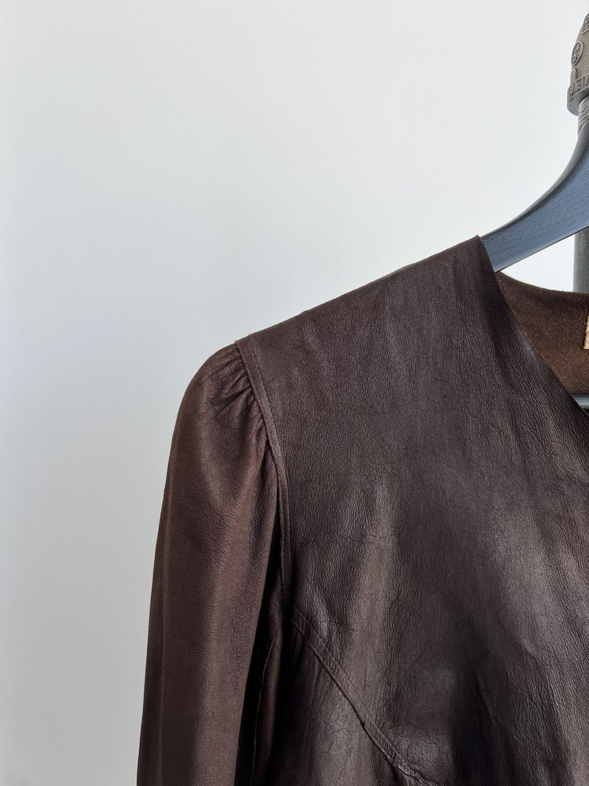 Rick Owens SS98 MONSTERS Gathered Shoulder Leather Jacket Size M / US 6-8 / IT 42-44 - 3 Thumbnail