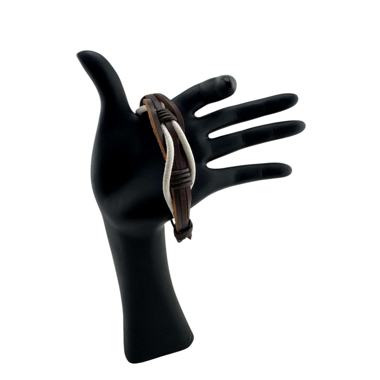 Other Ashen Earth Cuff: Handmade Dark Brown & White Leather Size ONE SIZE - 3 Thumbnail