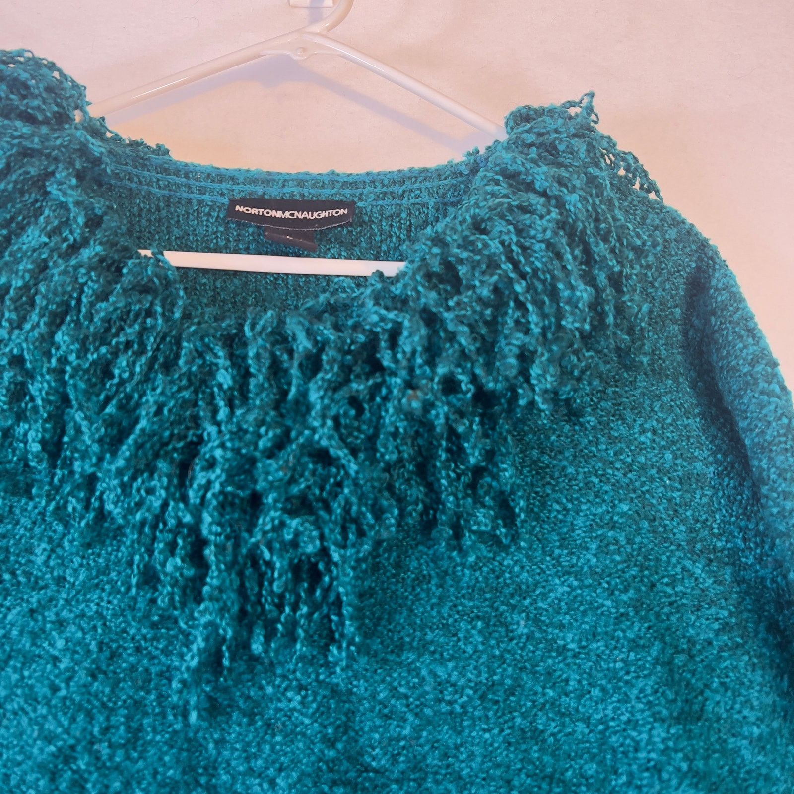 Other Norton McNaughton Sweater Woman's Large Green Fluffy Fringe Size L / US 10 / IT 46 - 3 Thumbnail
