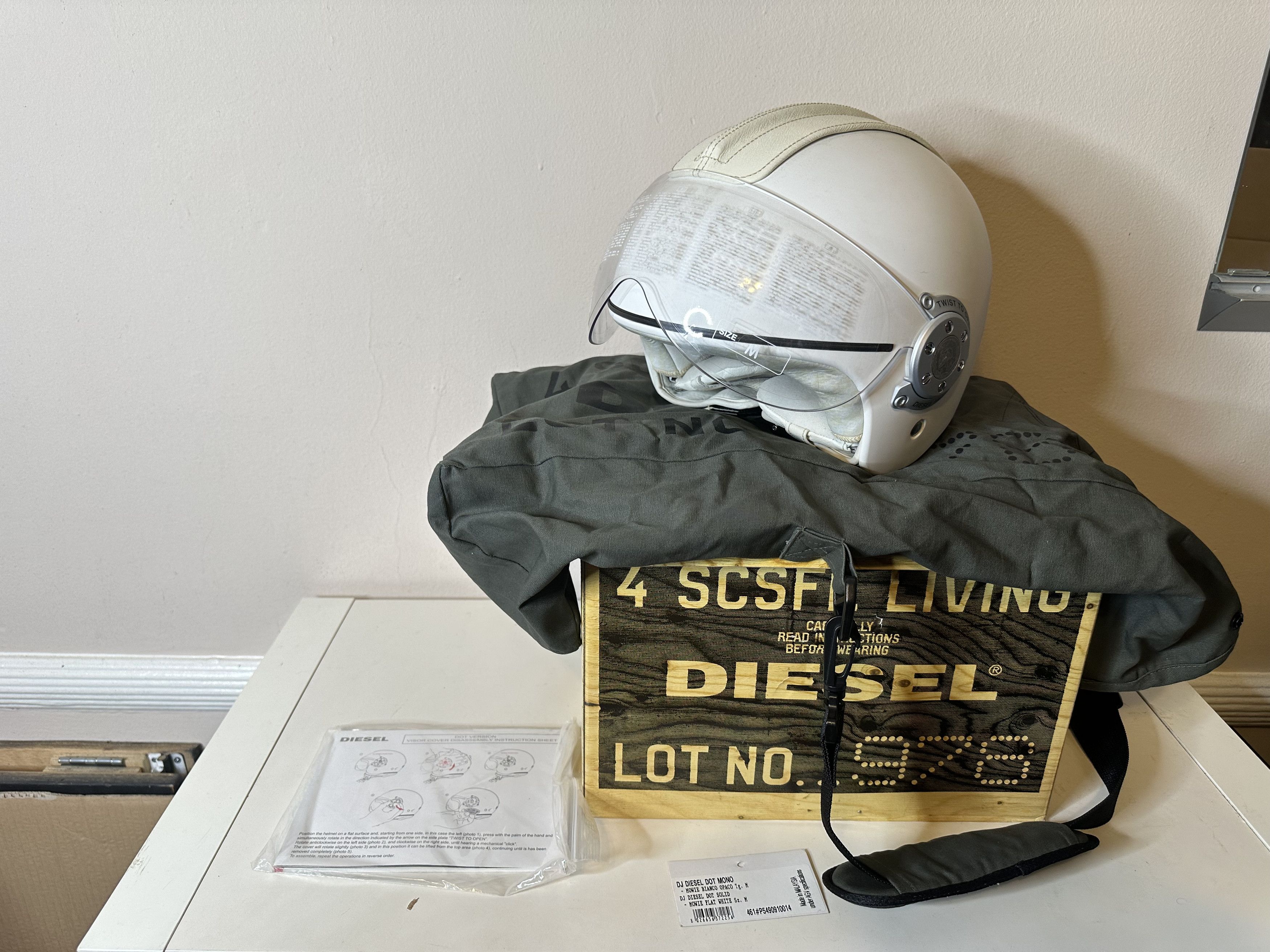 image of Diesel White "mowie" Motorcycle Helmet With 4 Visors, Men's