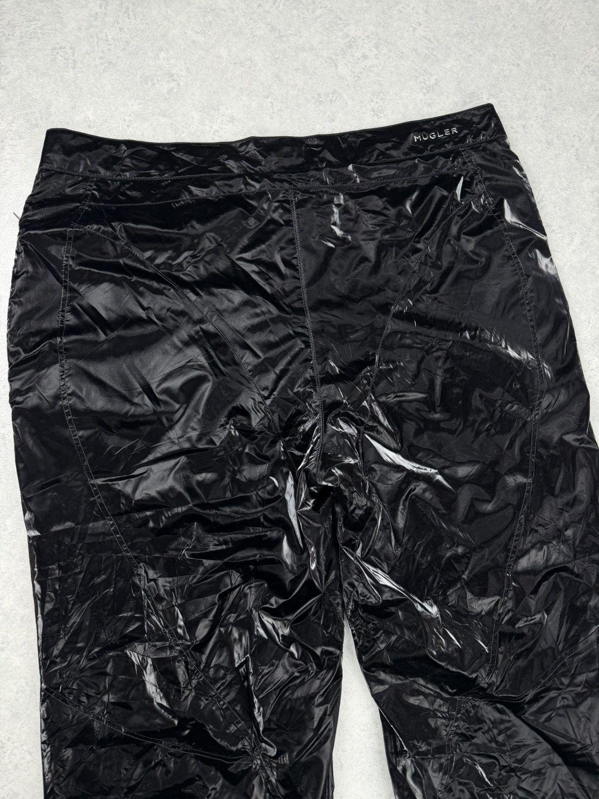 H&M × Mugler Mugler x H&M Black Coated Biker Pants Zip Detail Size 46R Size US 38 / EU 54 - 11 Thumbnail