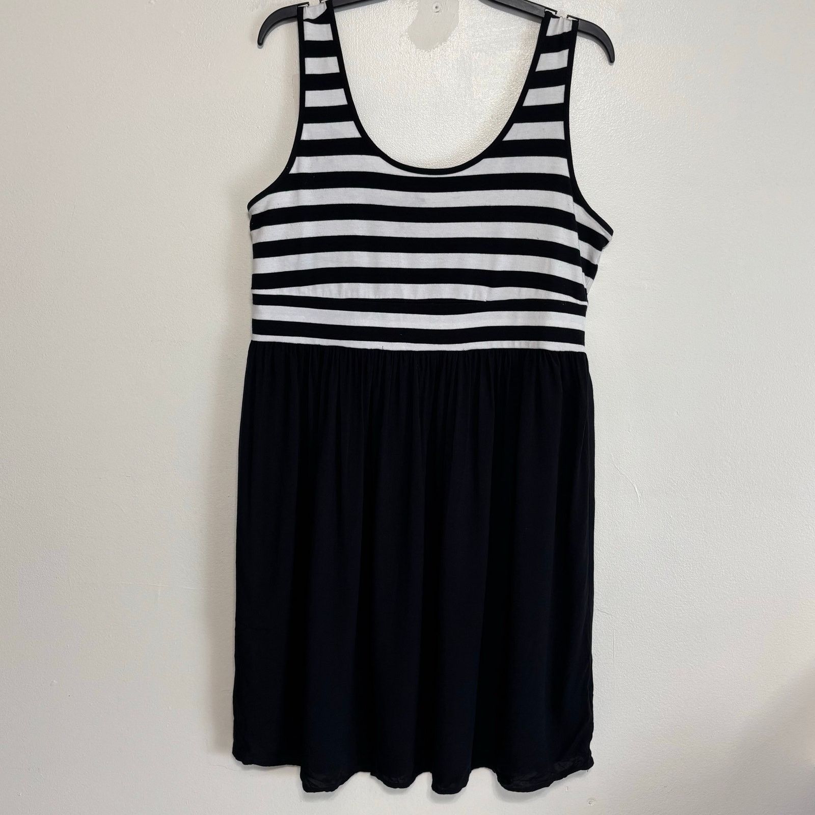 Other Torrid Black and White Striped Knit Thick Strap Tank Dress Size XL / US 12-14 / IT 48-50 - 2 Thumbnail