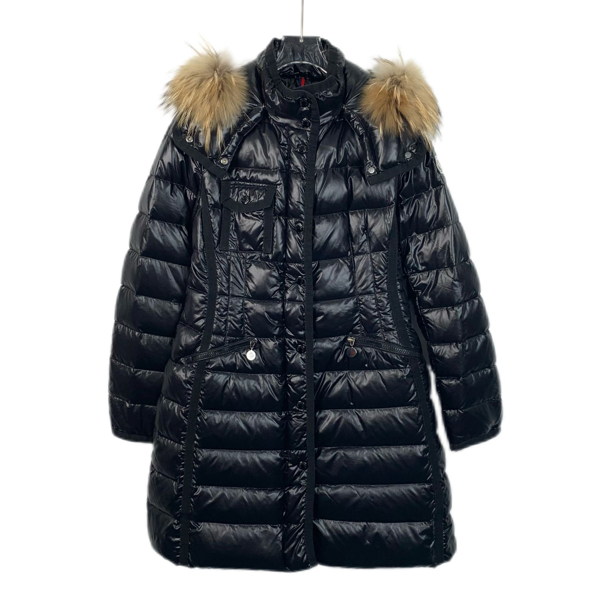 Moncler Moncler Womens Black Down Puffer Coat With Fur Trim Hood Lon Size XS / US 0-2 / IT 36-38 - 1 Thumbnail