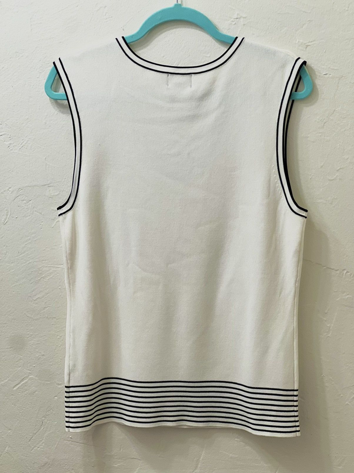 George White and Black Striped Sleeveless Sweater Vest Size XL / US 12-14 / IT 48-50 - 3 Thumbnail