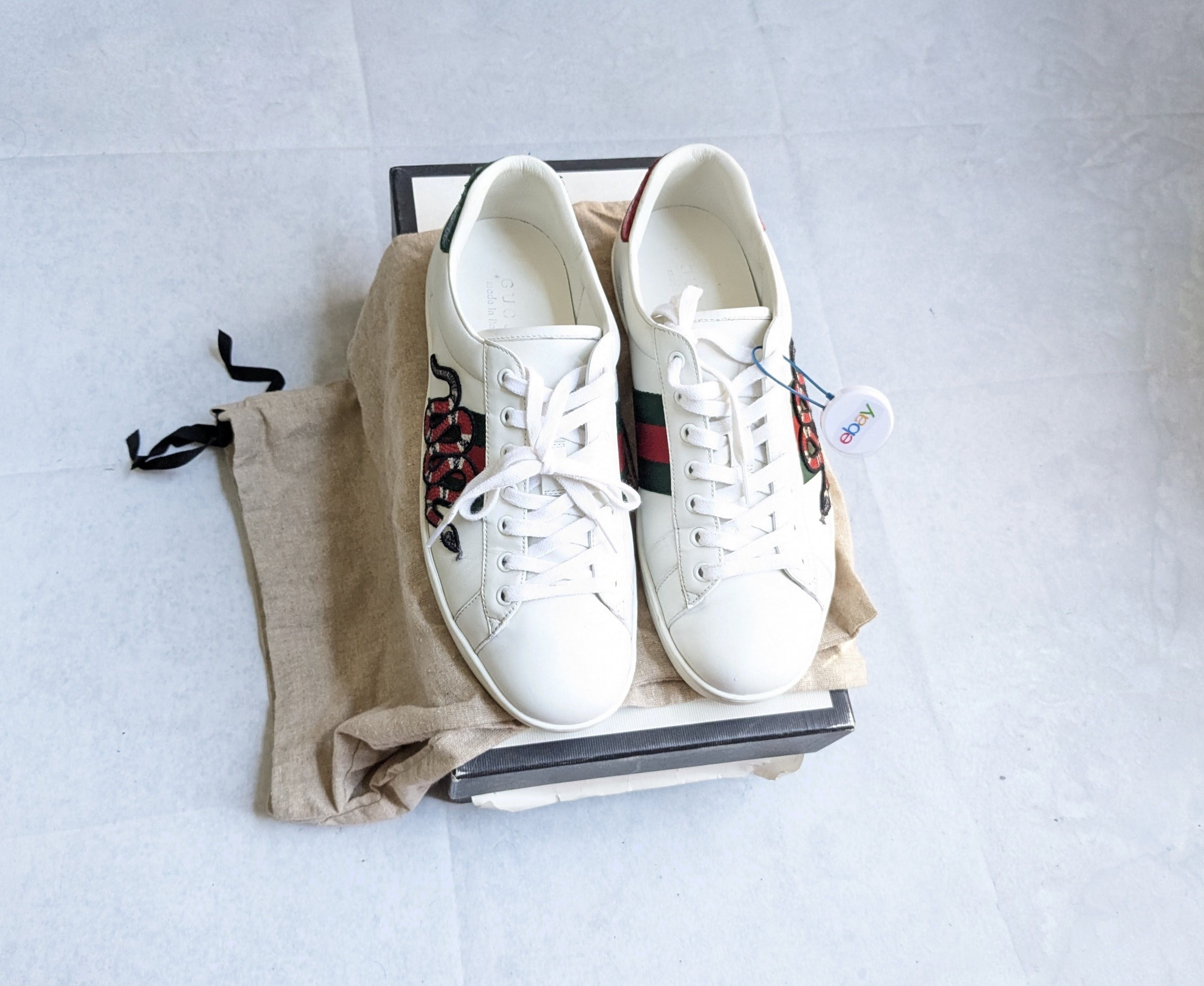 Gucci Gucci Ace Sneakers Snake 10 White Low Tops Leather Size US 10 / EU 43 - 1 Thumbnail