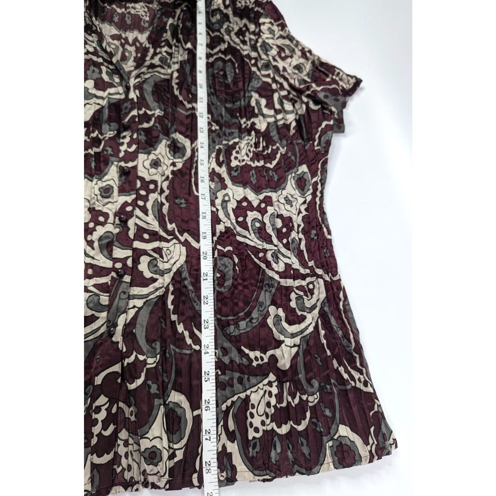 Vintage Lane Bryant Purple Paisley Crinkle Pleated Button Shirt Womens Blouse 22/24 Size 3XL / US 20-22 - 5 Thumbnail