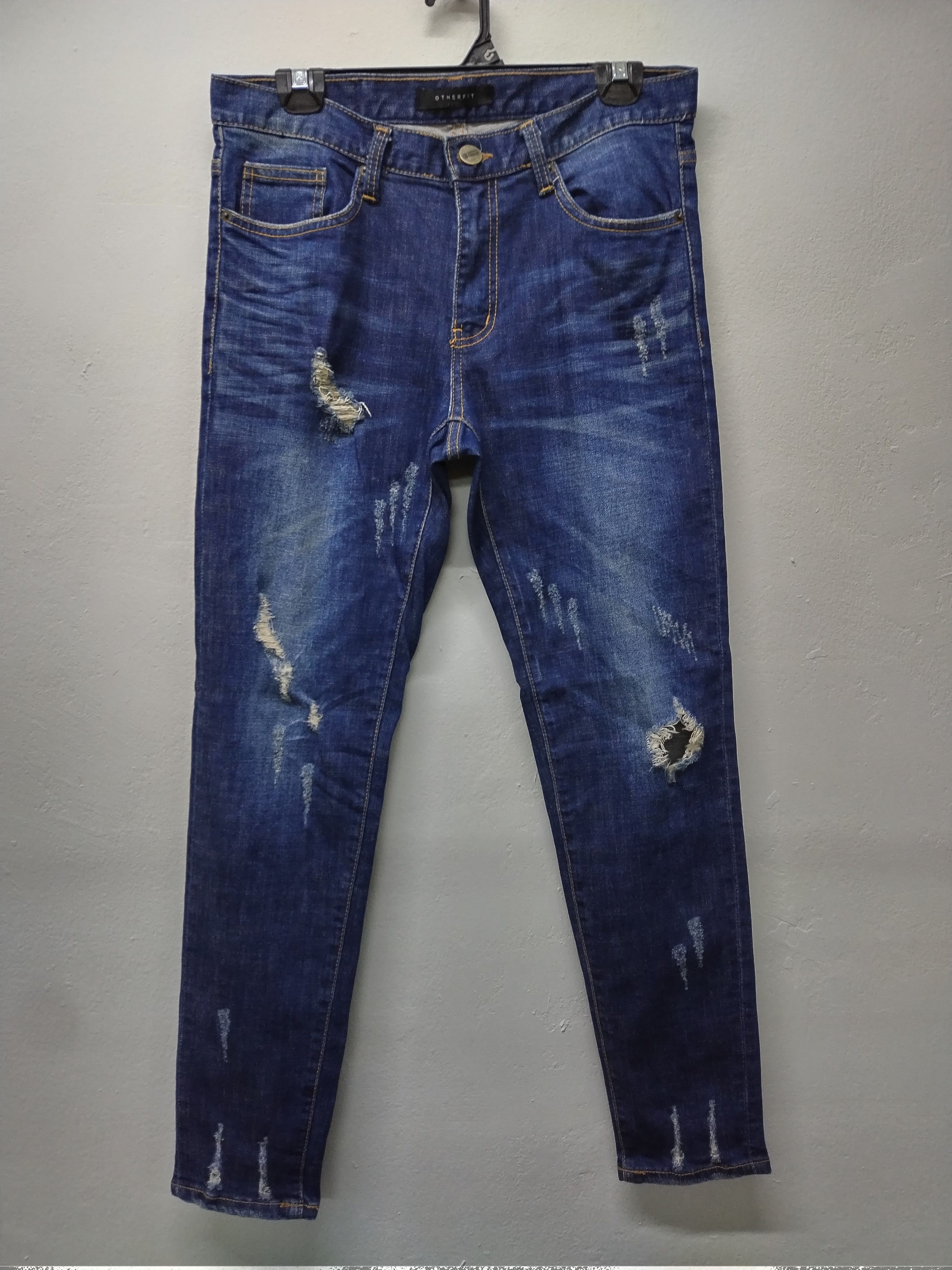 AWESOME DISTRESSED DESIGN FADED LOOK Nice Patina DENIM JEANS