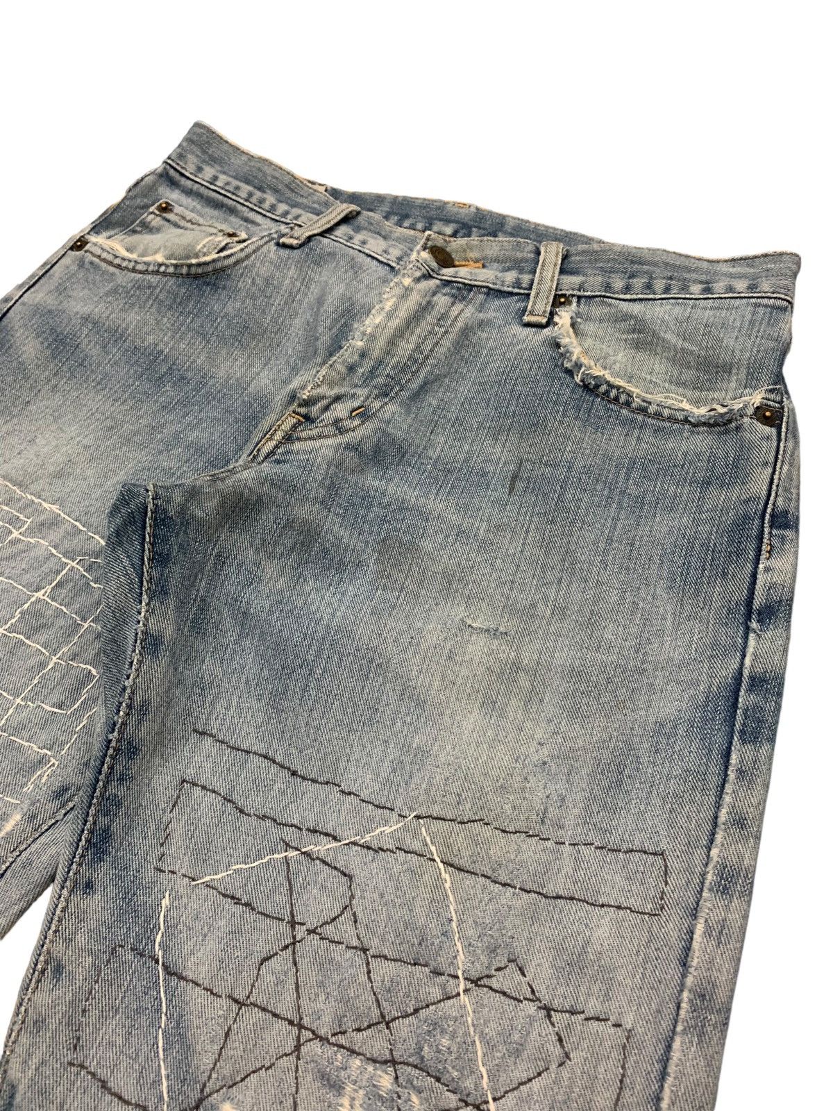 Edwin Edwin Distressed Reconstructed Sashiko Denim Pants (AC15) Size US 30 / EU 46 - 8 Thumbnail