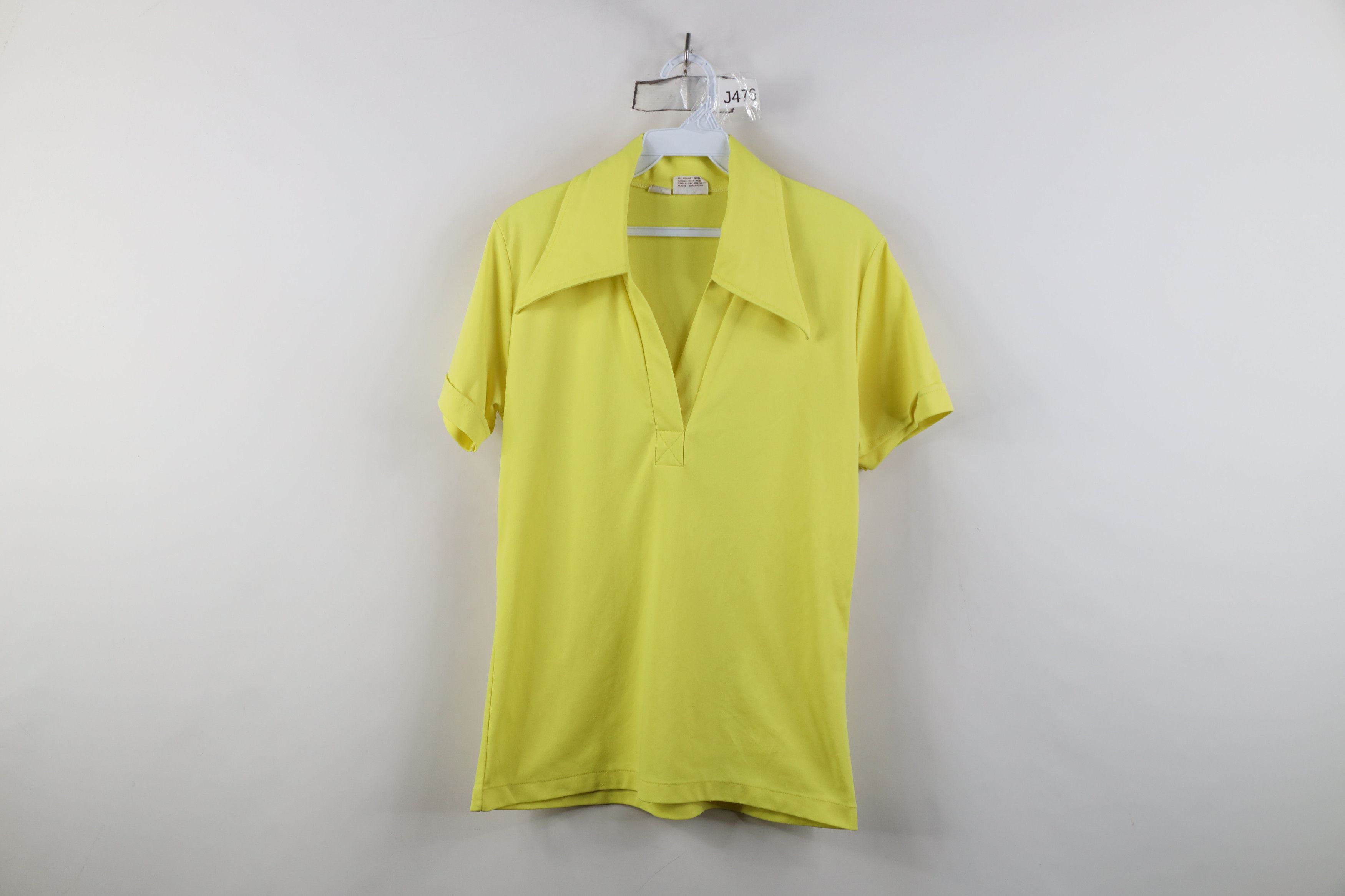 Vintage Vintage 70s Streetwear Knit Dagger Collar Polo Shirt Yellow Size L / US 10 / IT 46 - 1 Thumbnail