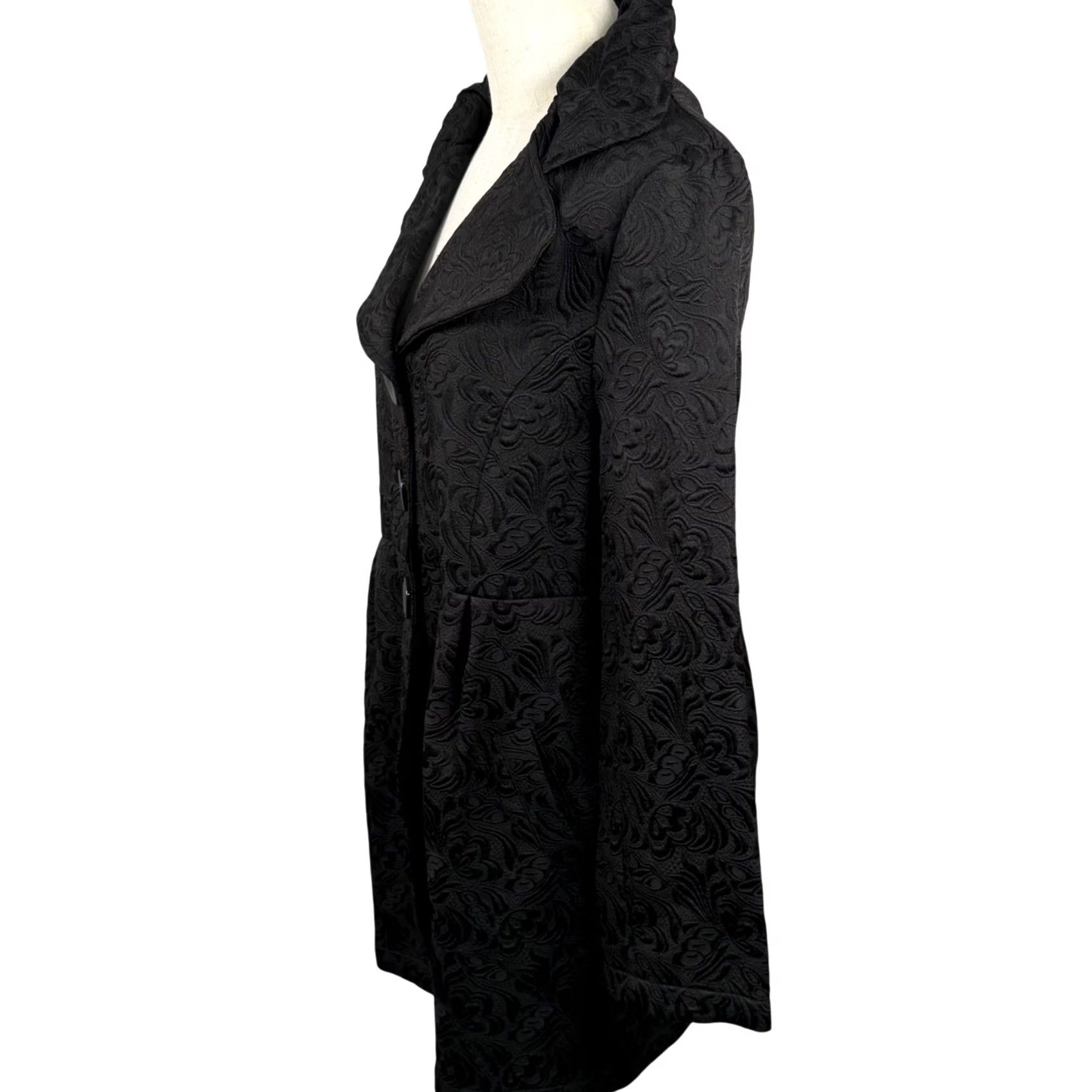 Paige Charlie Paige L/XL Coat Black Floral Jacquard Brocade Button Front Damask NWT Size XL / US 12-14 / IT 48-50 - 2 Thumbnail