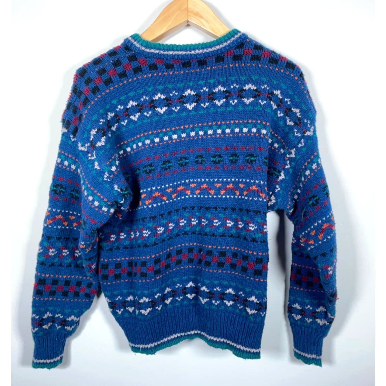 Vintage VINTAGE Boundary Waters 90s Fair Isle Pattern Sweater Women's XL Blue Chunky-Knit Crew Neck Pullover Size XL / US 12-14 / IT 48-50 - 2 Thumbnail