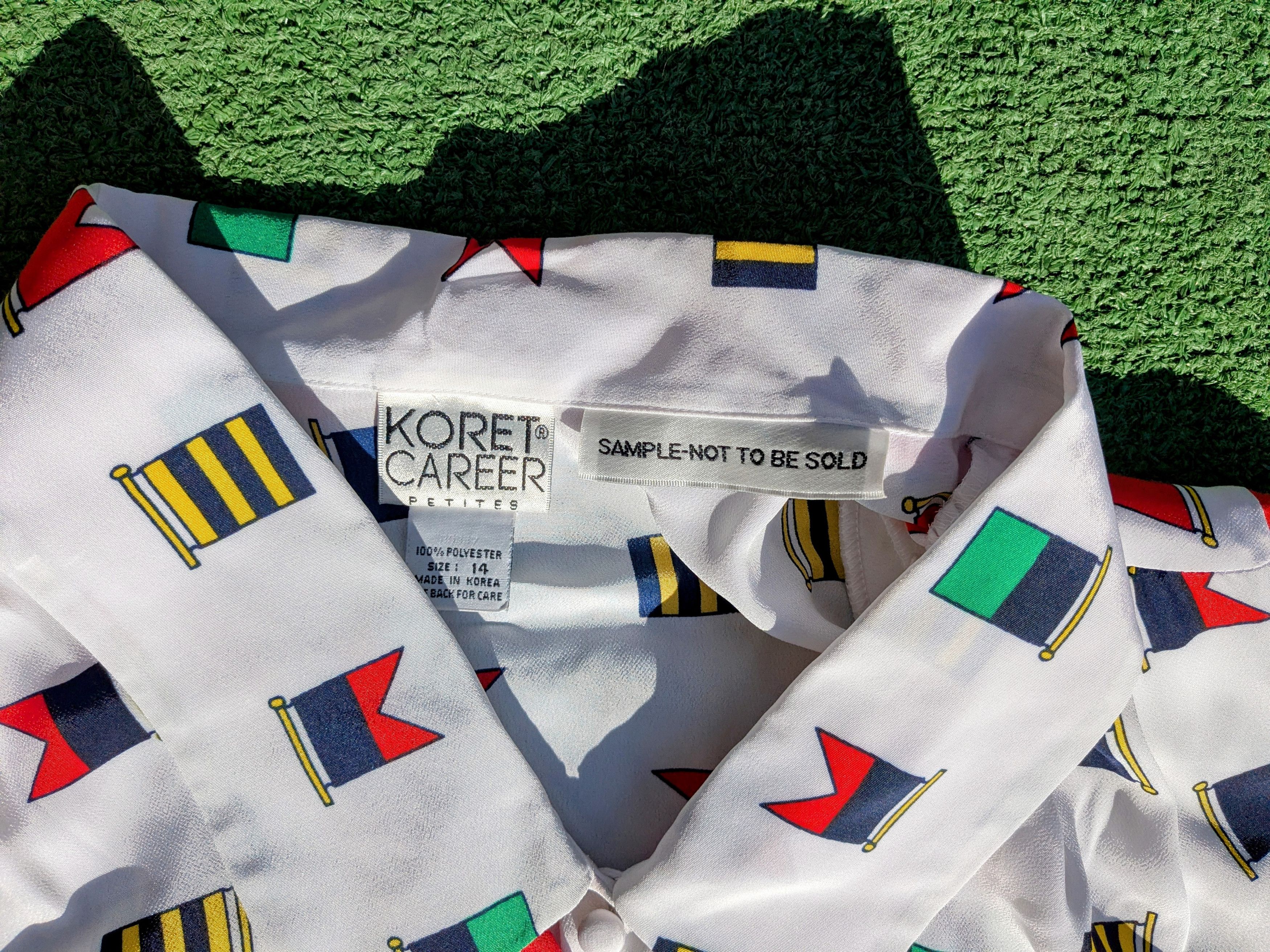 Other VTG 1990s Koret Career Petites Flag Fashion Sample Blouse Size XL / US 12-14 / IT 48-50 - 7 Thumbnail