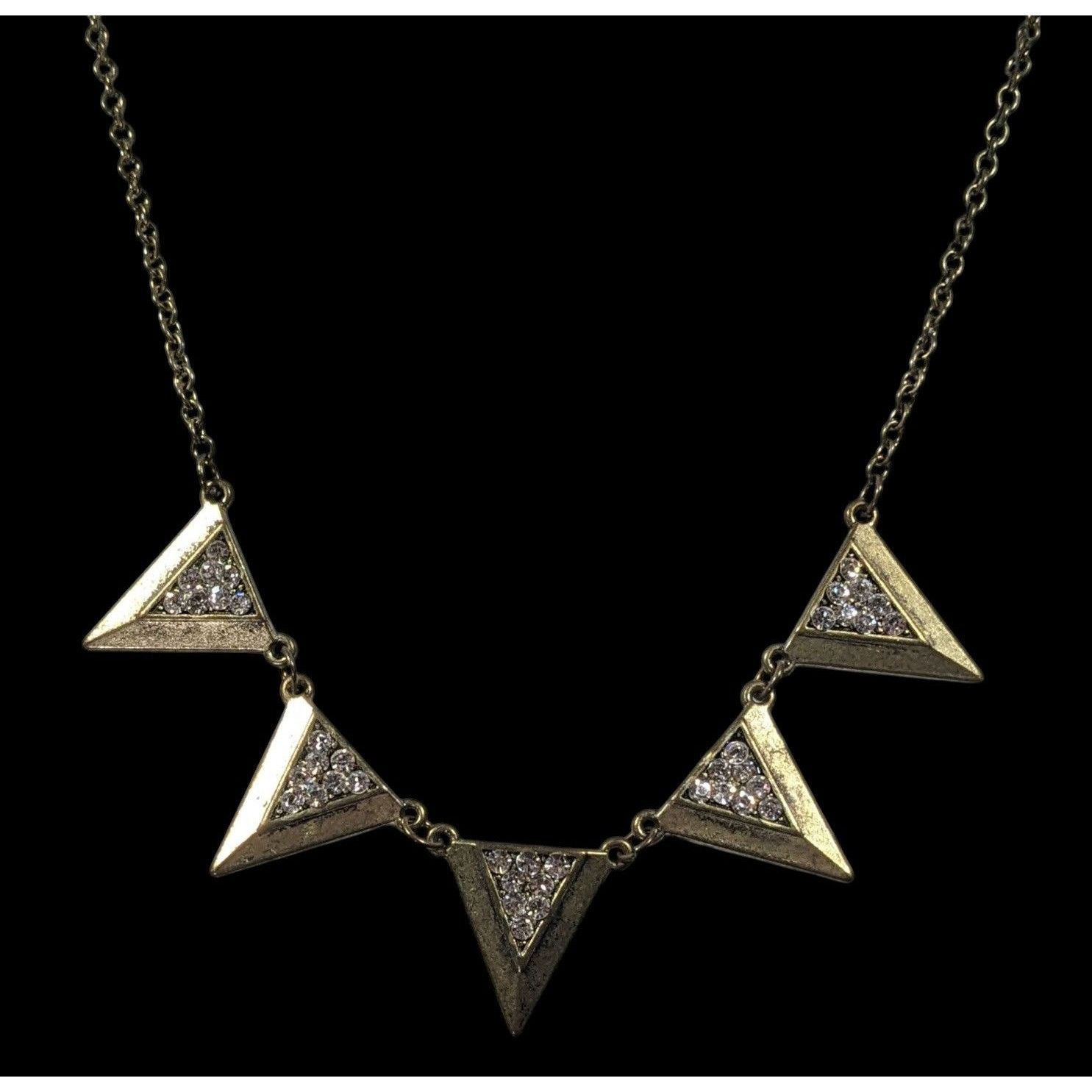 Other Geometric Glam Gold Tone Rhinestone Statement Necklace Size ONE SIZE - 2 Thumbnail