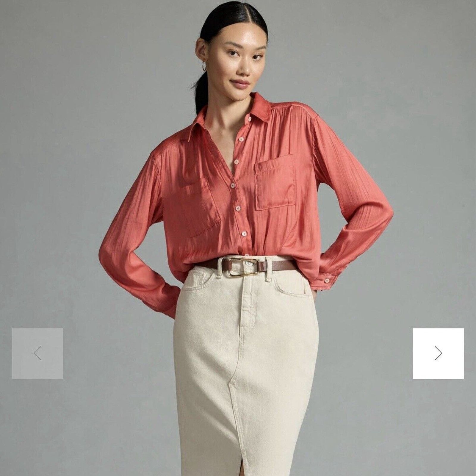 Anthropologie Anthropologie Relaxed Button Down Coral Shirt Women's Size S Size S / US 4 / IT 40 - 2 Thumbnail