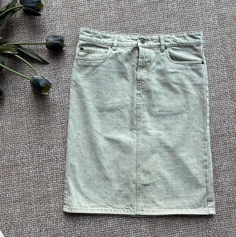 Miu Miu Miu Miu Green Cotton Midi Skirt 0089 Size 23" - 1 Thumbnail