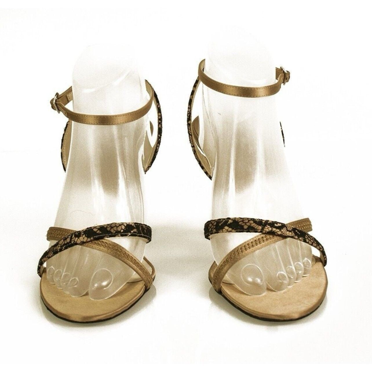 Dior Christian Dior Beige Satin & Black Lace Slingback - Size 37 Size US 7 / IT 37 - 2 Thumbnail
