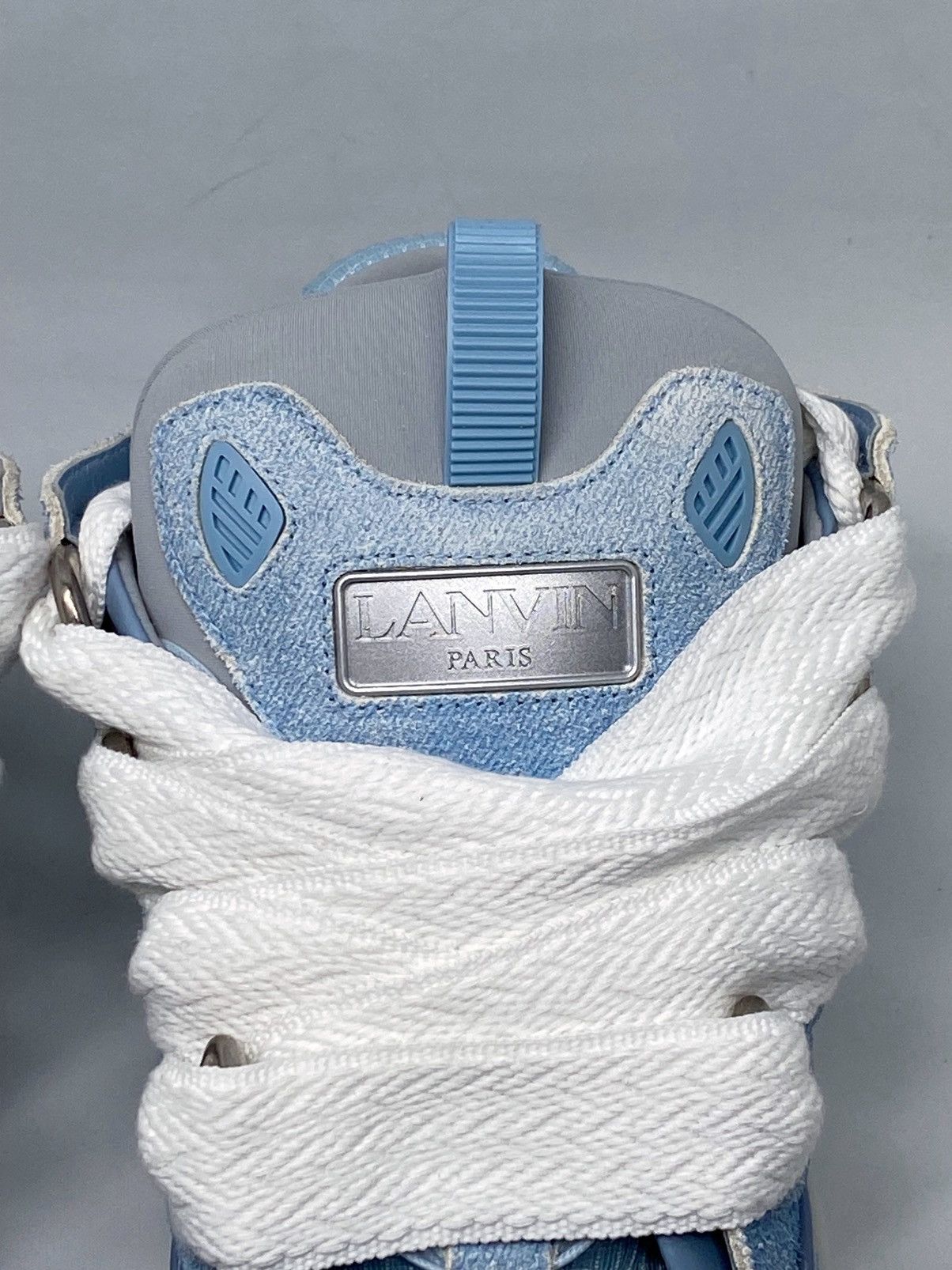 Lanvin Lanvin Unisex Curb Denim-Effect Leather Sneakers size 40 Size US 10 / IT 40 - 5 Thumbnail