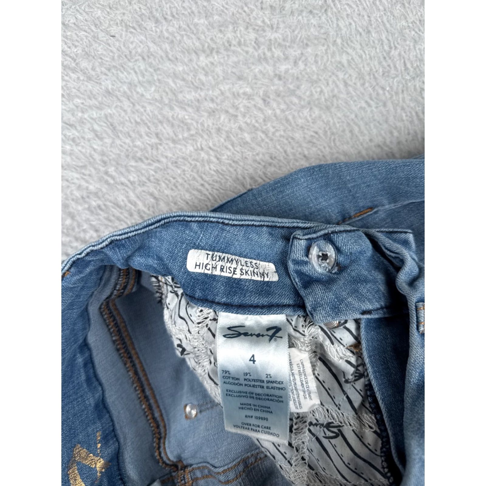 Vintage VINTAGE Seven7 Jeans Women 4 Blue Denim Tummyless High Rise Skinny Cotton 27x28 Size 27" / US 4 / IT 40 - 7 Thumbnail