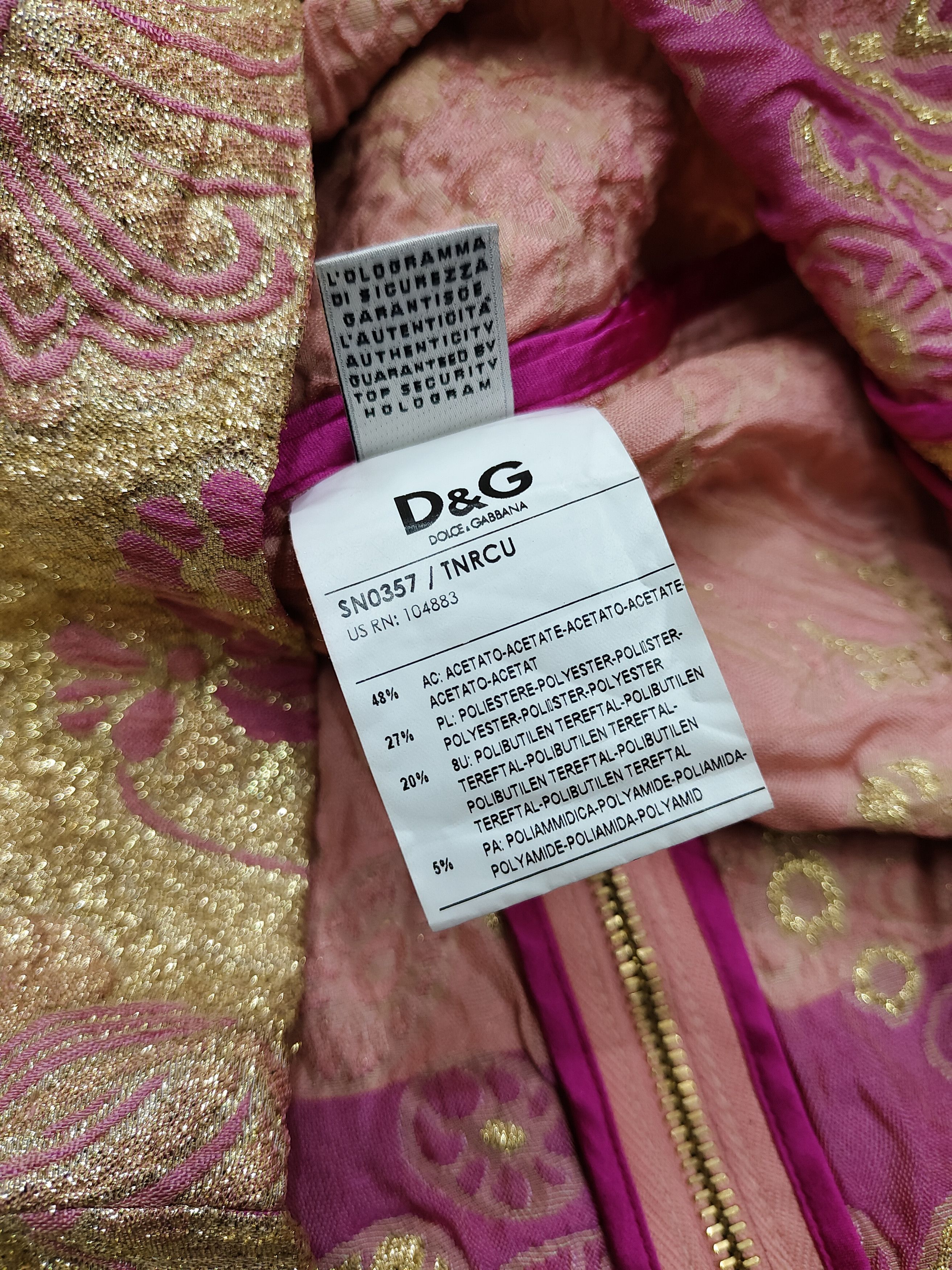 Dolce & Gabbana 00s D&G- Gold Metallic Floral Brocade Textured Jacquard Top Size S / US 4 / IT 40 - 12 Thumbnail