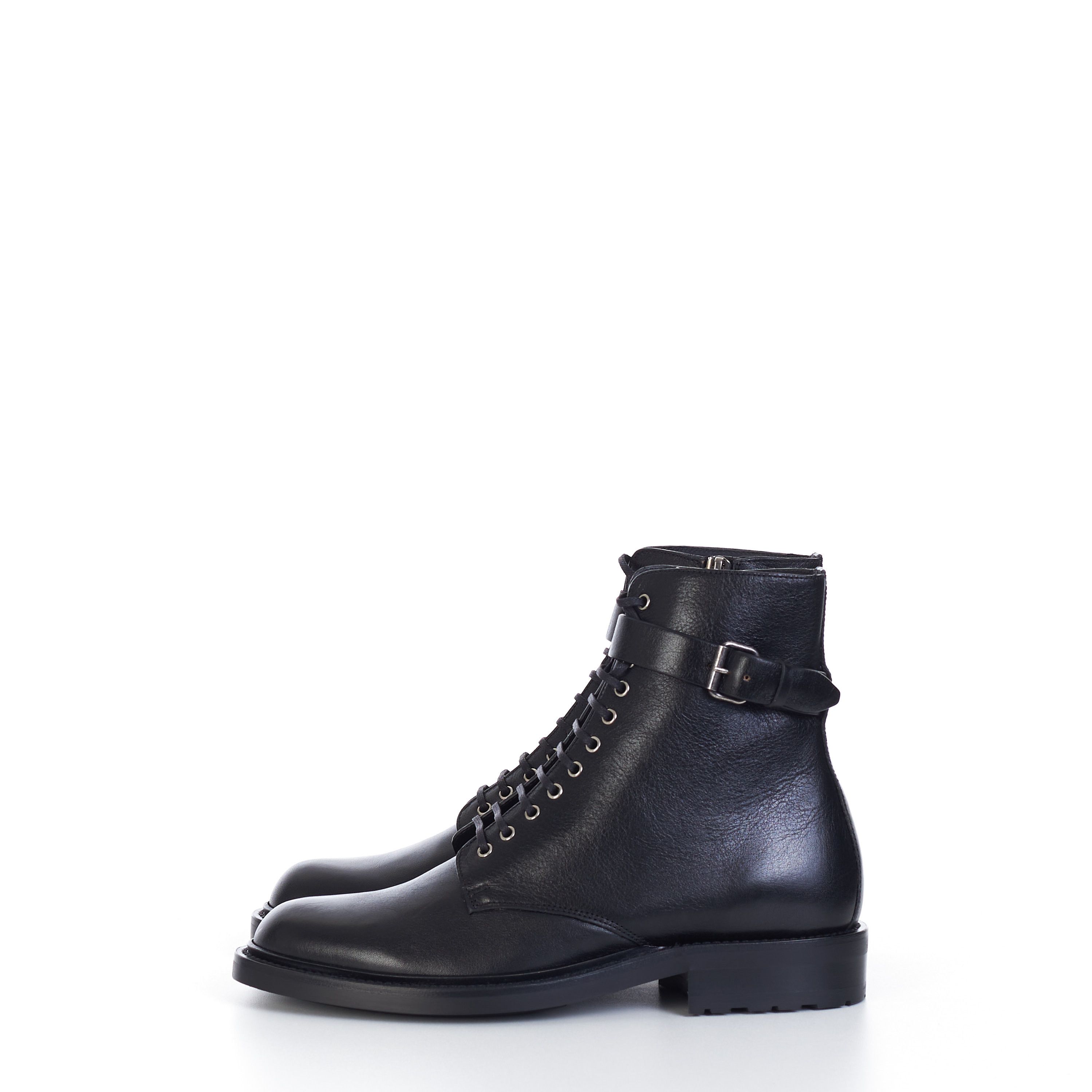 Saint Laurent Paris Black Zipped Ankle Army Boots In Smooth Leather Size US 7 / EU 40 - 5 Thumbnail