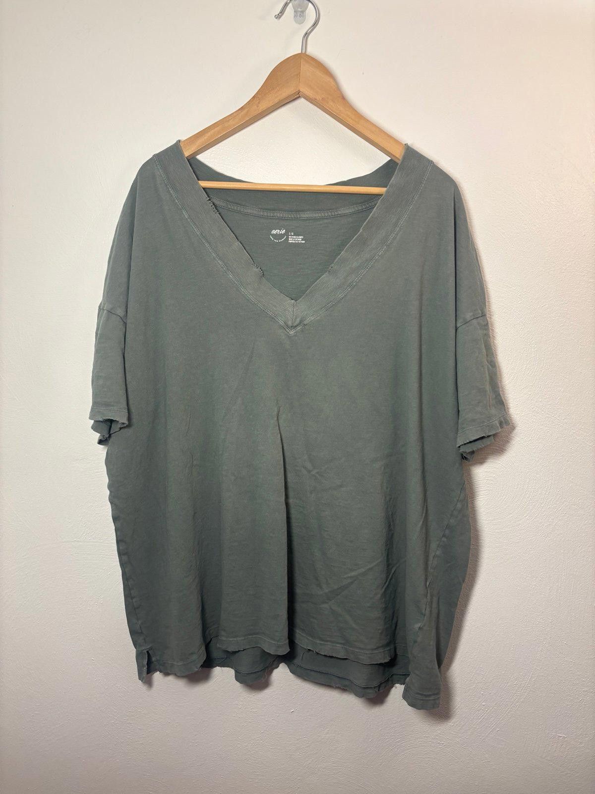 Other Aerie Oversized Distressed V-Neck Tee Size Large Size L / US 10 / IT 46 - 1 Thumbnail