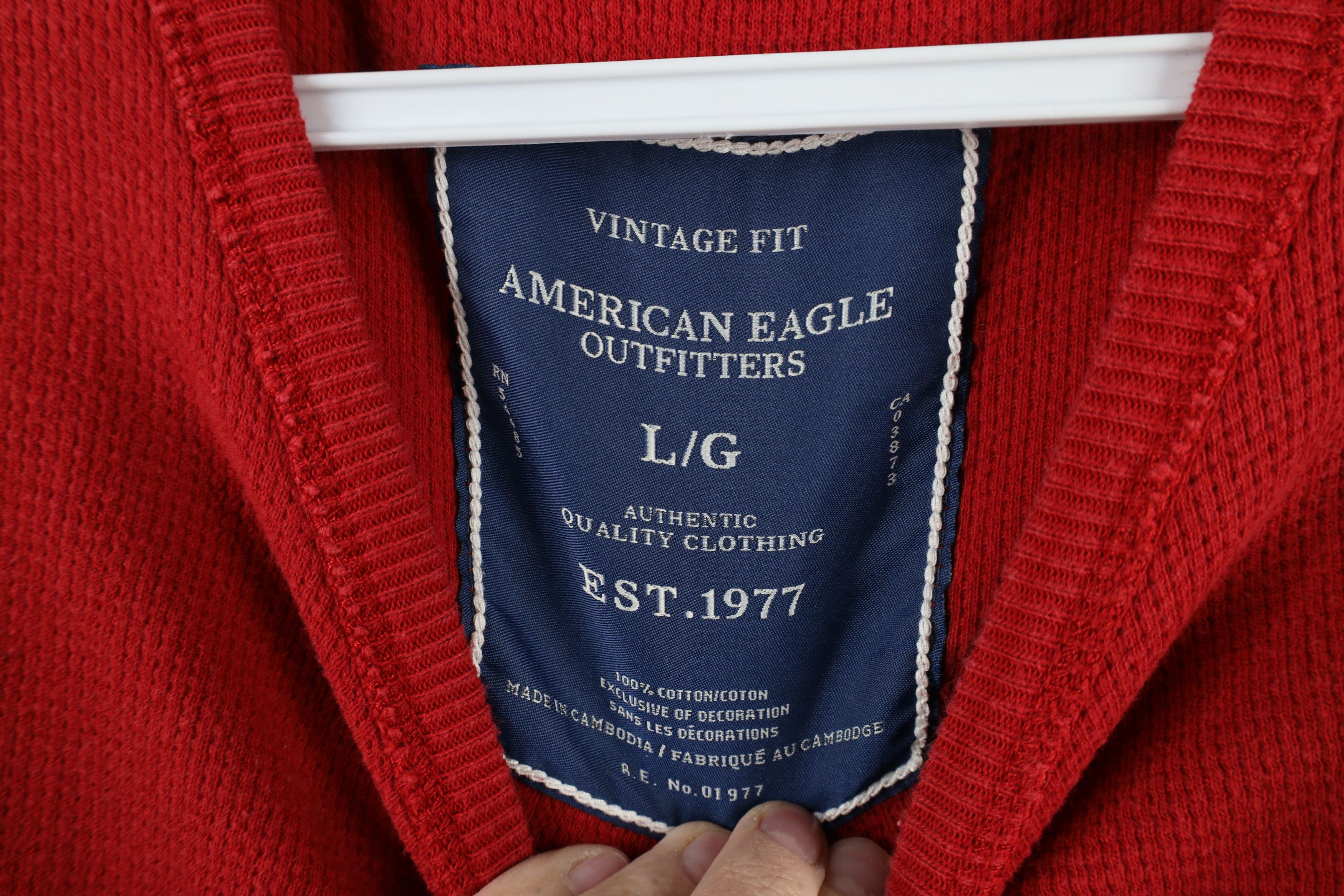 American Eagle Outfitters × Vintage Vintage Y2K American Eagle Outfitters Knit T-Shirt Red Size US L / EU 52-54 / 3 - 7 Thumbnail
