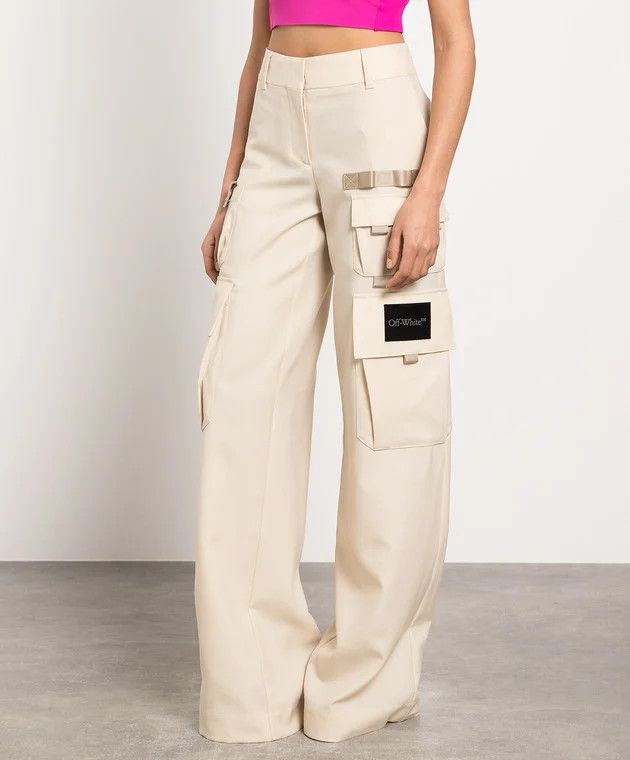 Off-White o1y1225 Cargo Pant in Beige Size 27" / US 4 / IT 40 - 2 Thumbnail