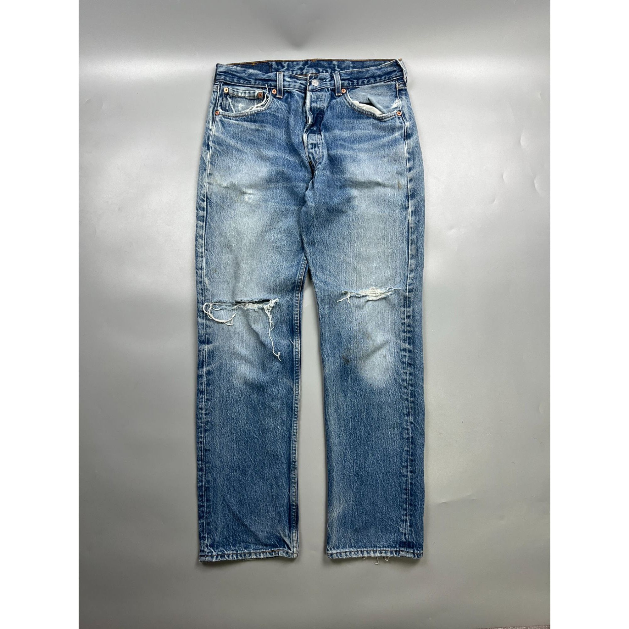 Levi's Levi’s 501xx Made In USA Distressed Denim Jeans (Y0890) Size US 34 / EU 50 - 1 Thumbnail
