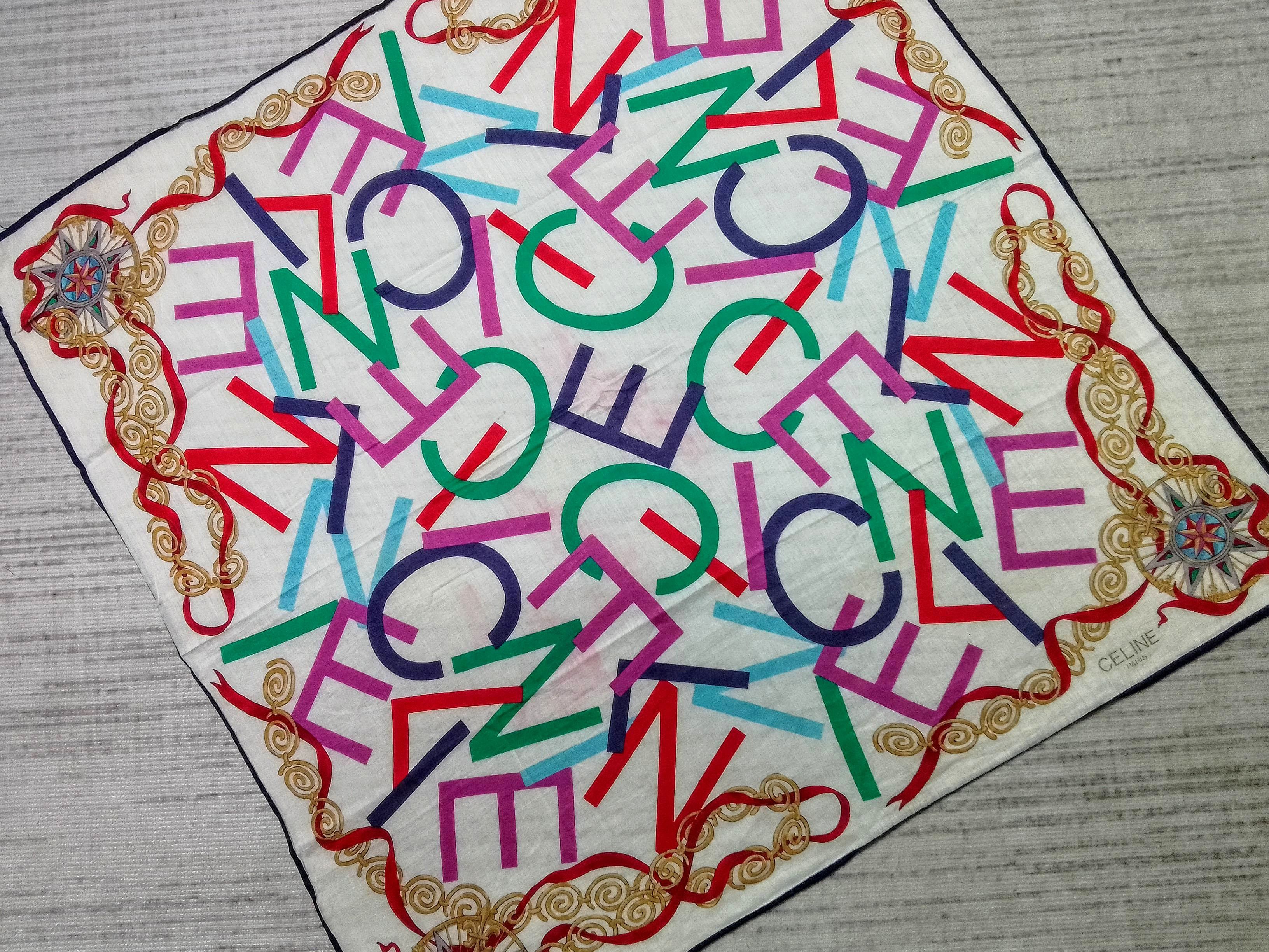 Celine Celine letter spellout cotton scarf handkerchief neckerchief Size ONE SIZE - 4 Thumbnail