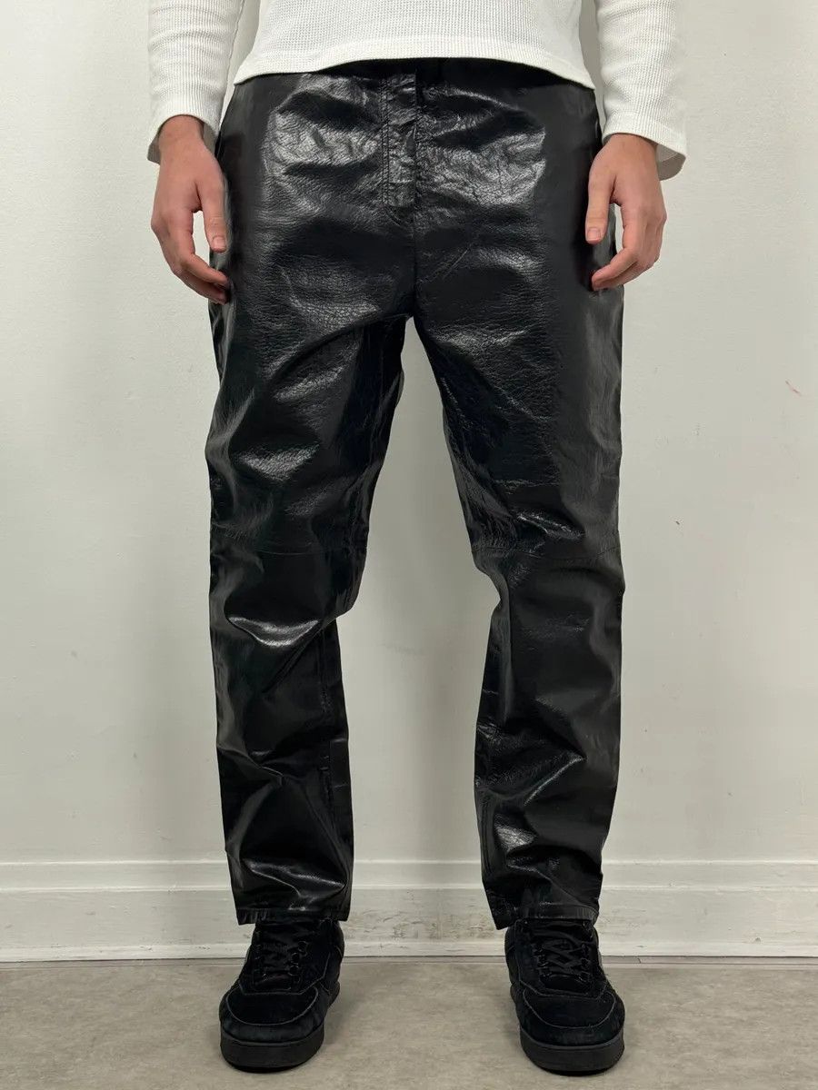 Vintage 2000s Vintage Artisanal Belted Leather Pants Size US 33 - 2 Thumbnail