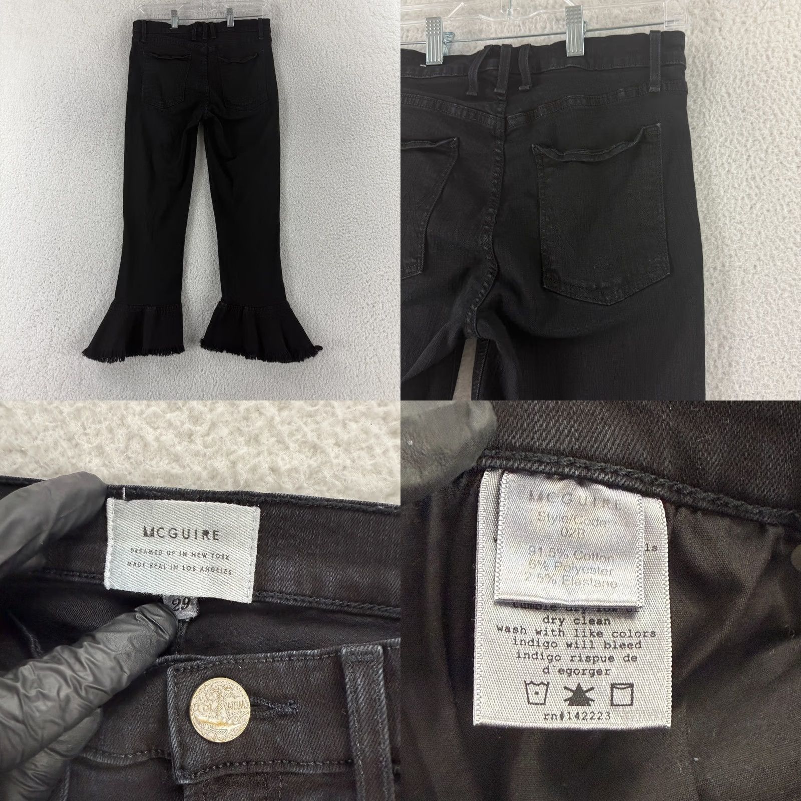Denime McGuire Bohemia Crop Flare Jeans Womens Size 29 Black Denim Mid Rise Casual Fit Denim Jeans Womens 29 Black McGuire Bohemia Crop Flare Jeans Womens Size 29" - 9 Thumbnail