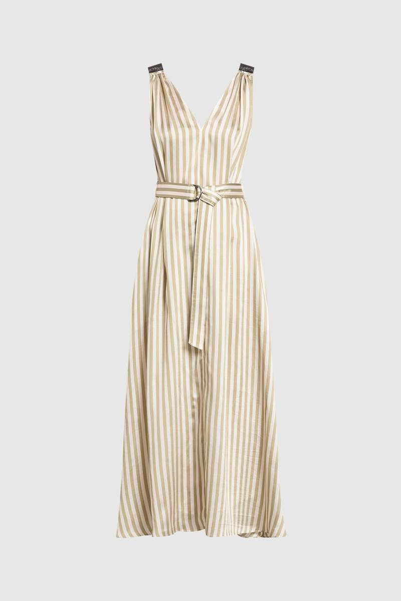o1y0725 Midi Dress in Sage Green/White
