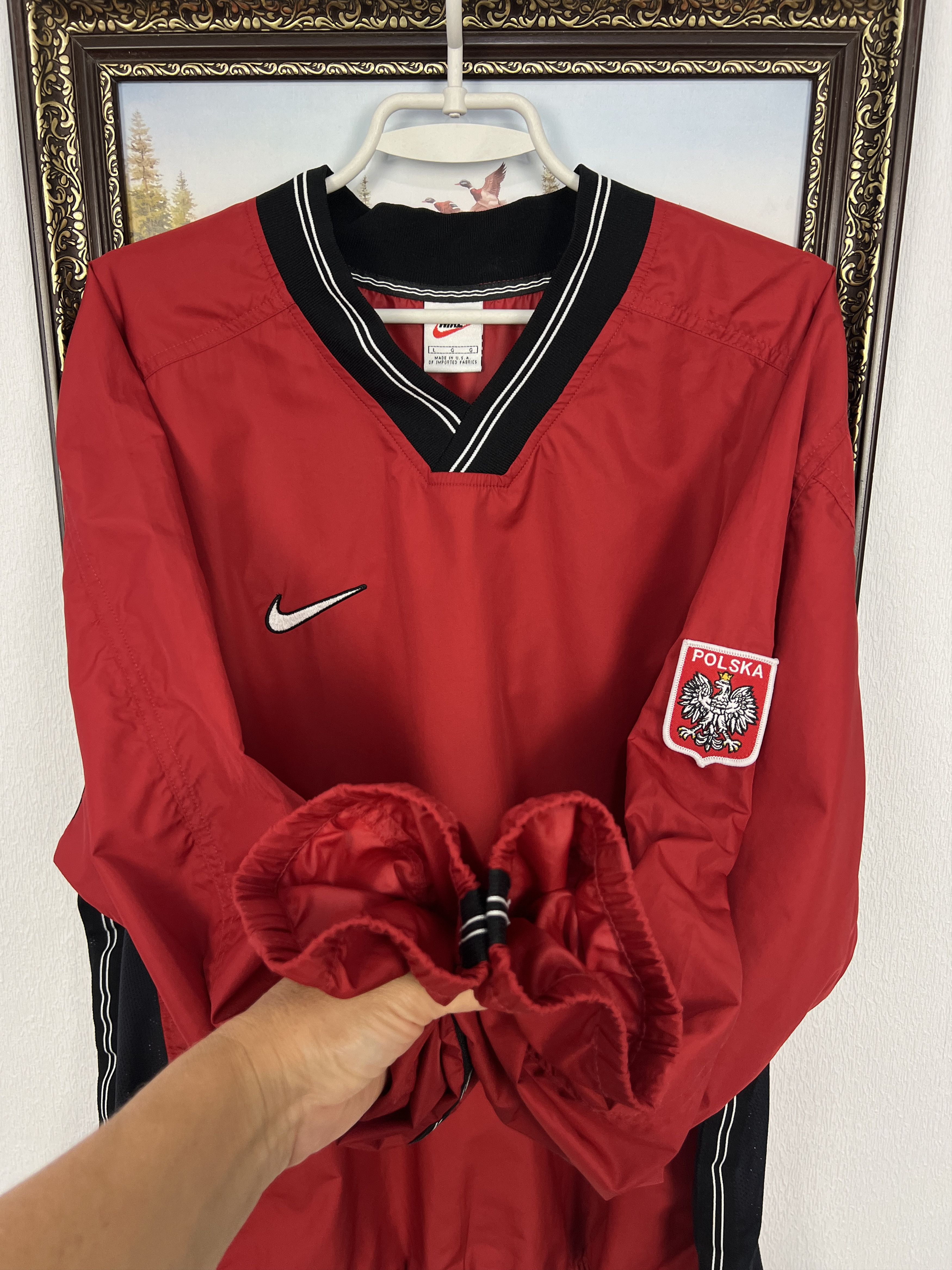 Nike Vintage 90's Nike Poland Football Jacket Soccer Red Size US L / EU 52-54 / 3 - 10 Thumbnail