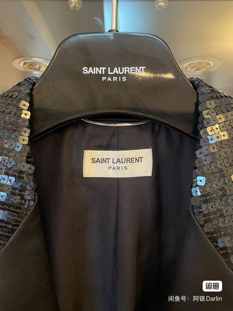 Yves Saint Laurent Saint Laruent13fw first year black scale smoking suit 2502- Size 50R - 3 Thumbnail