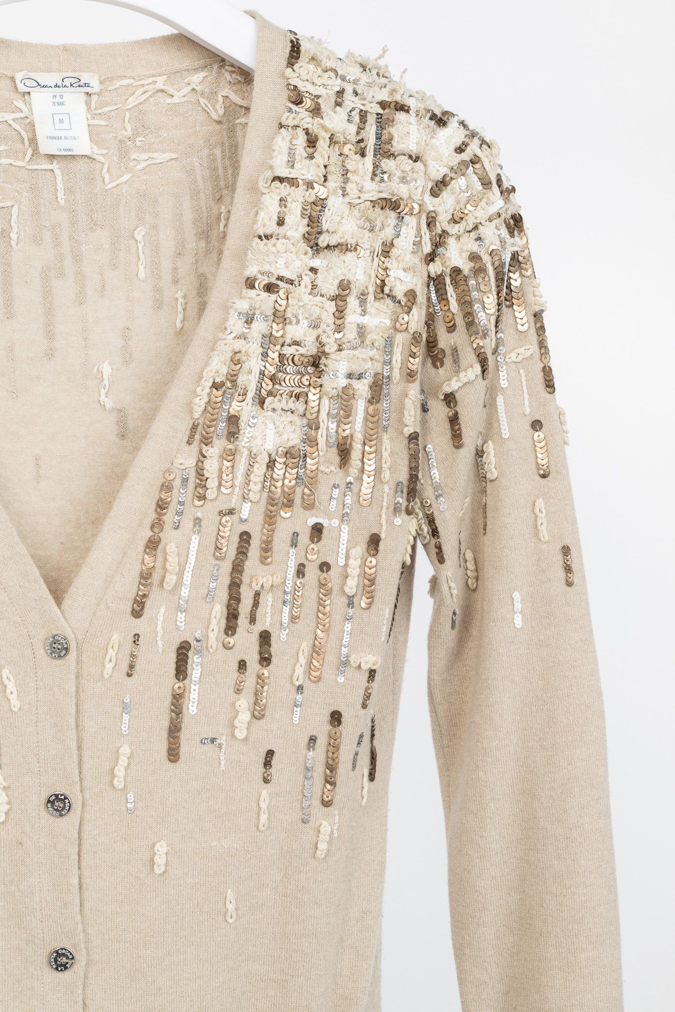 Oscar De La Renta Oscar de la Renta PF12 Cashmere Sequin Embroidered Cardigan Size M / US 6-8 / IT 42-44 - 5 Thumbnail